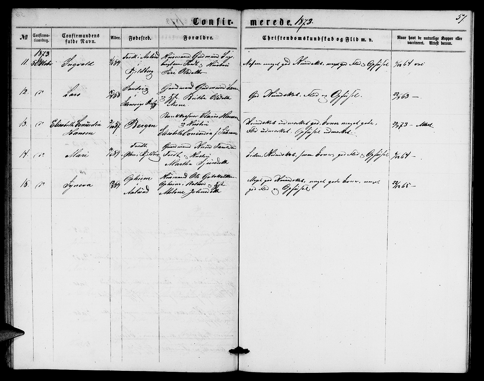 Etne sokneprestembete, AV/SAB-A-75001/H/Hab: Parish register (copy) no. A 3, 1863-1873, p. 57