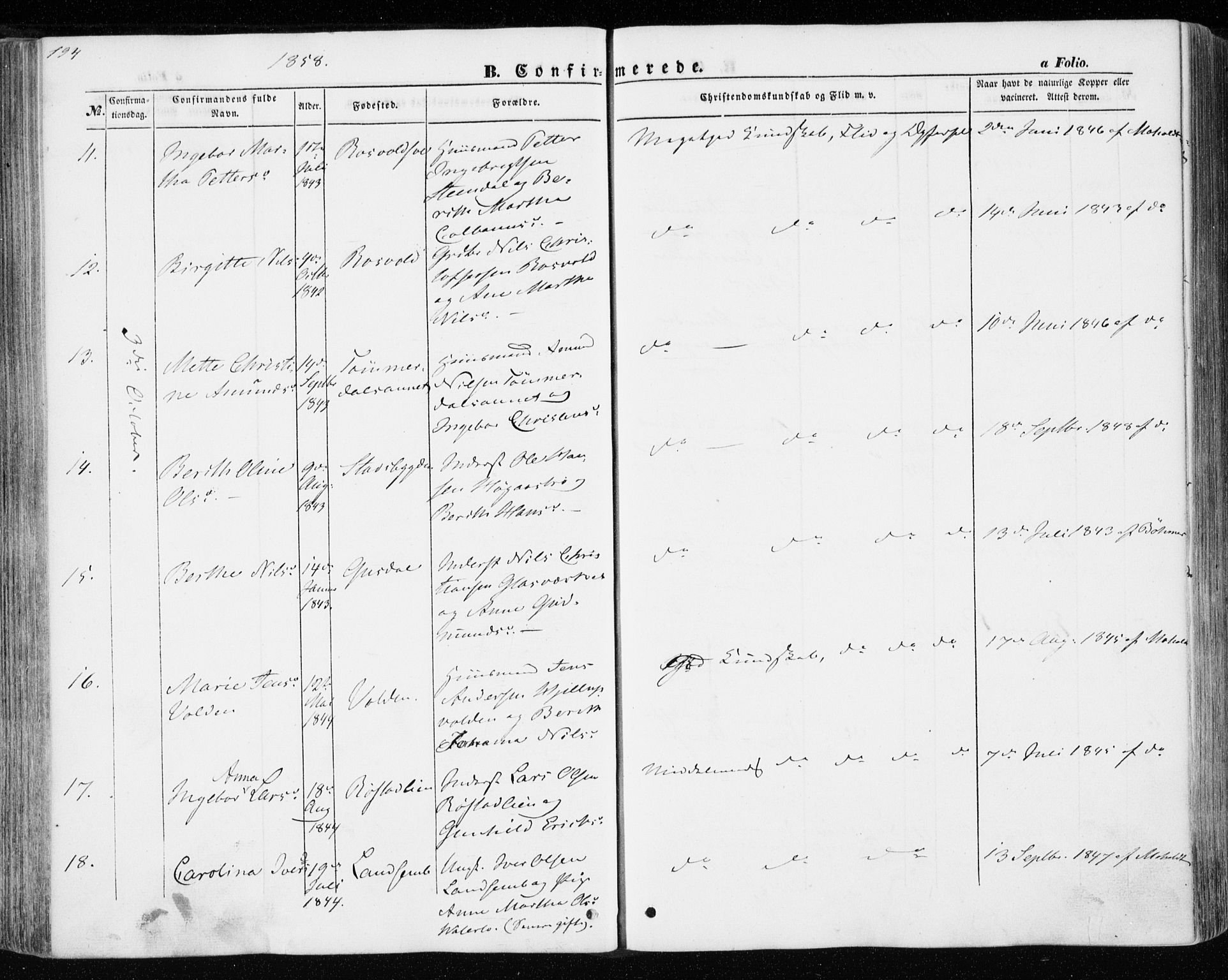 Ministerialprotokoller, klokkerbøker og fødselsregistre - Nord-Trøndelag, AV/SAT-A-1458/701/L0008: Parish register (official) no. 701A08 /1, 1854-1863, p. 194