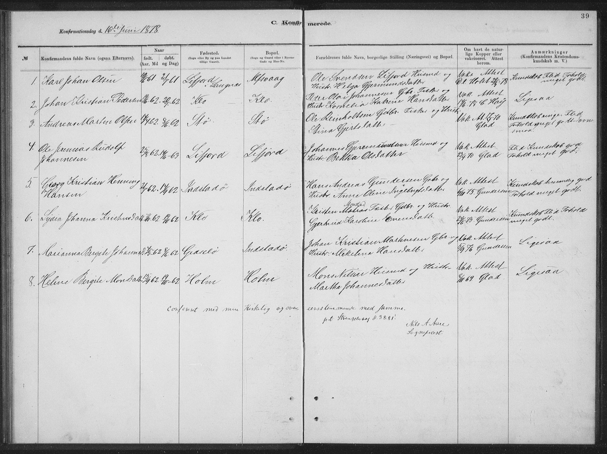 Ministerialprotokoller, klokkerbøker og fødselsregistre - Nordland, SAT/A-1459/894/L1359: Parish register (copy) no. 894C02, 1877-1884, p. 39