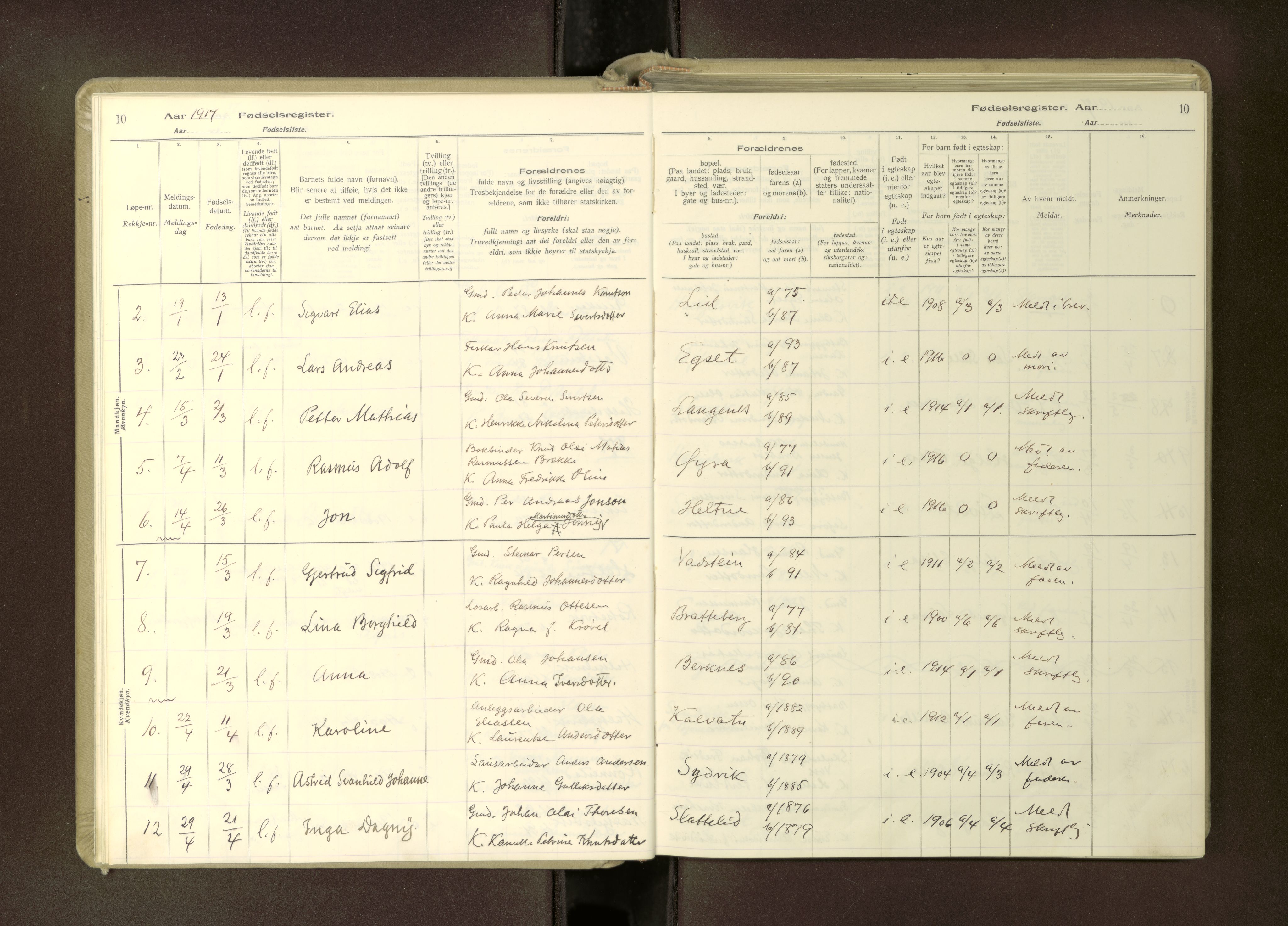 Ministerialprotokoller, klokkerbøker og fødselsregistre - Møre og Romsdal, AV/SAT-A-1454/511/L0165: Birth register no. 511---, 1916-1937, p. 10