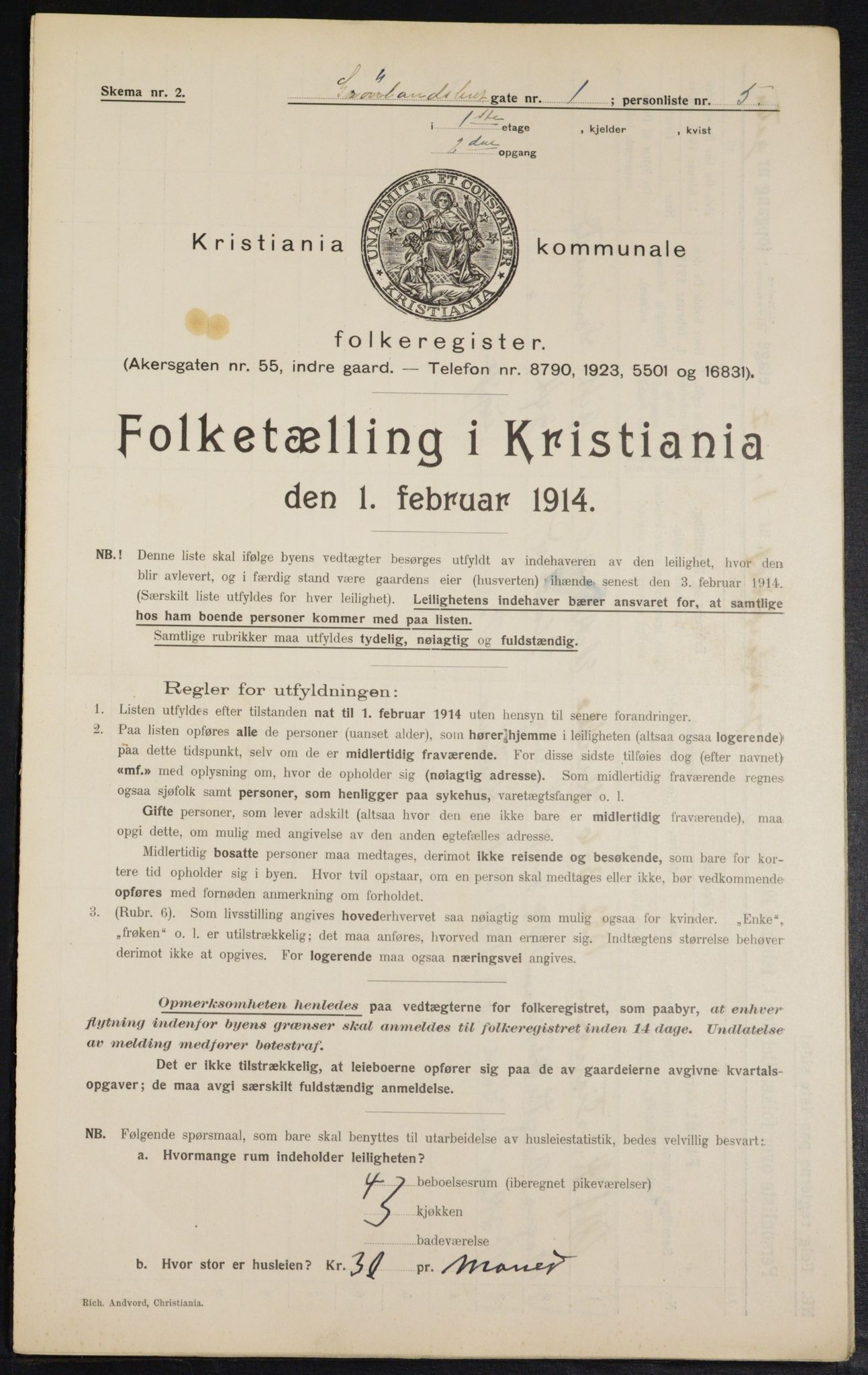 OBA, Municipal Census 1914 for Kristiania, 1914, p. 31668