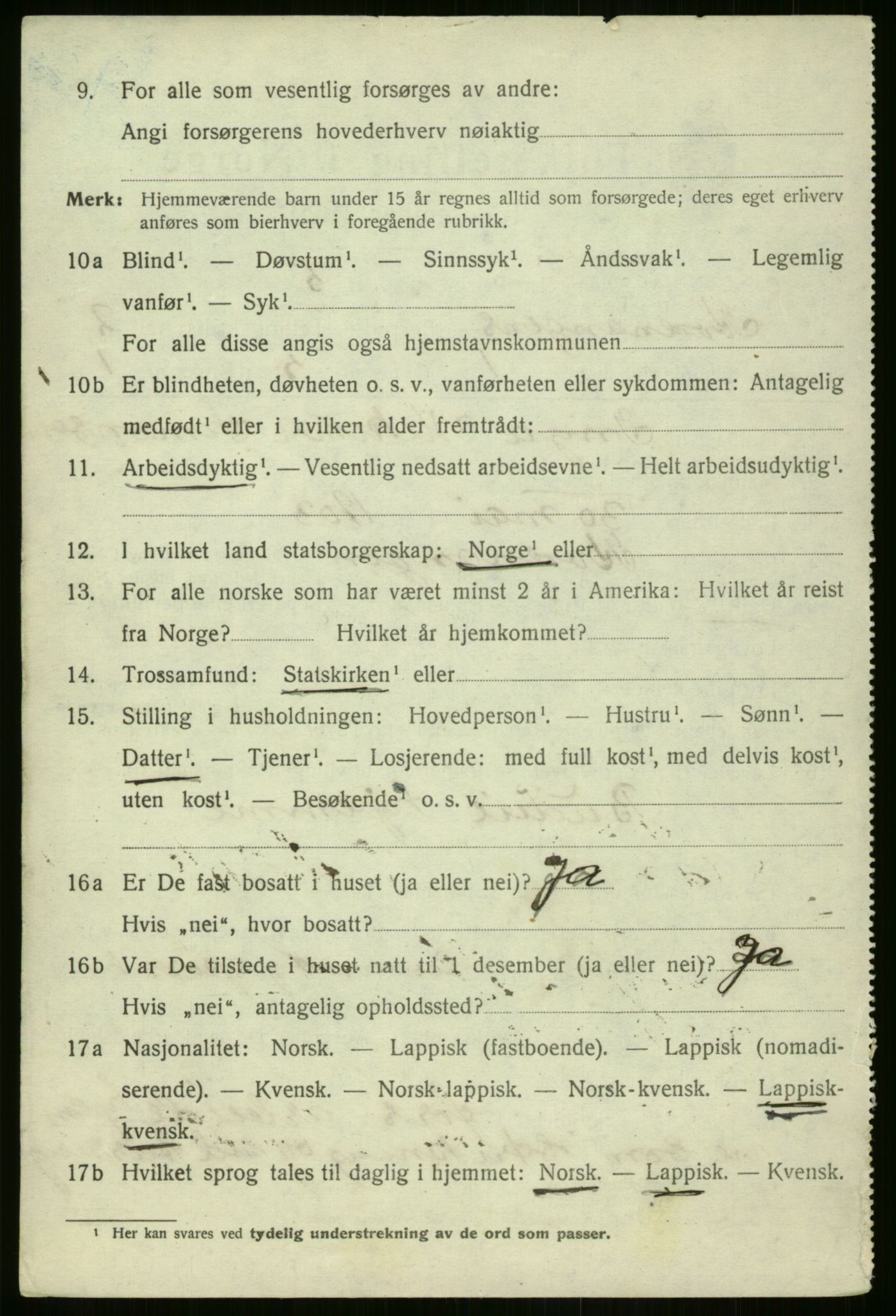 SATØ, 1920 census for Kvænangen, 1920, p. 1225