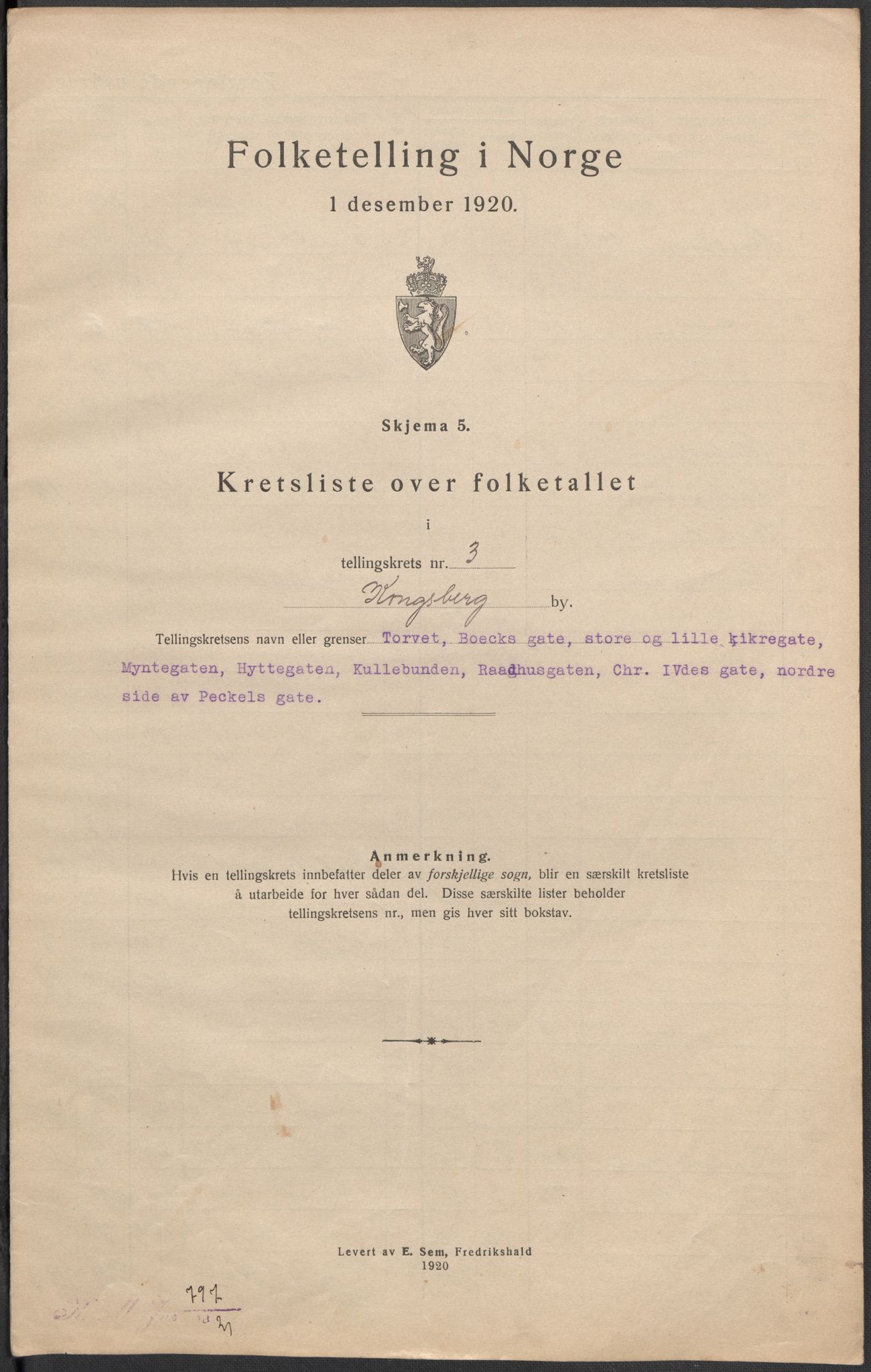 SAKO, 1920 census for Kongsberg, 1920, p. 13