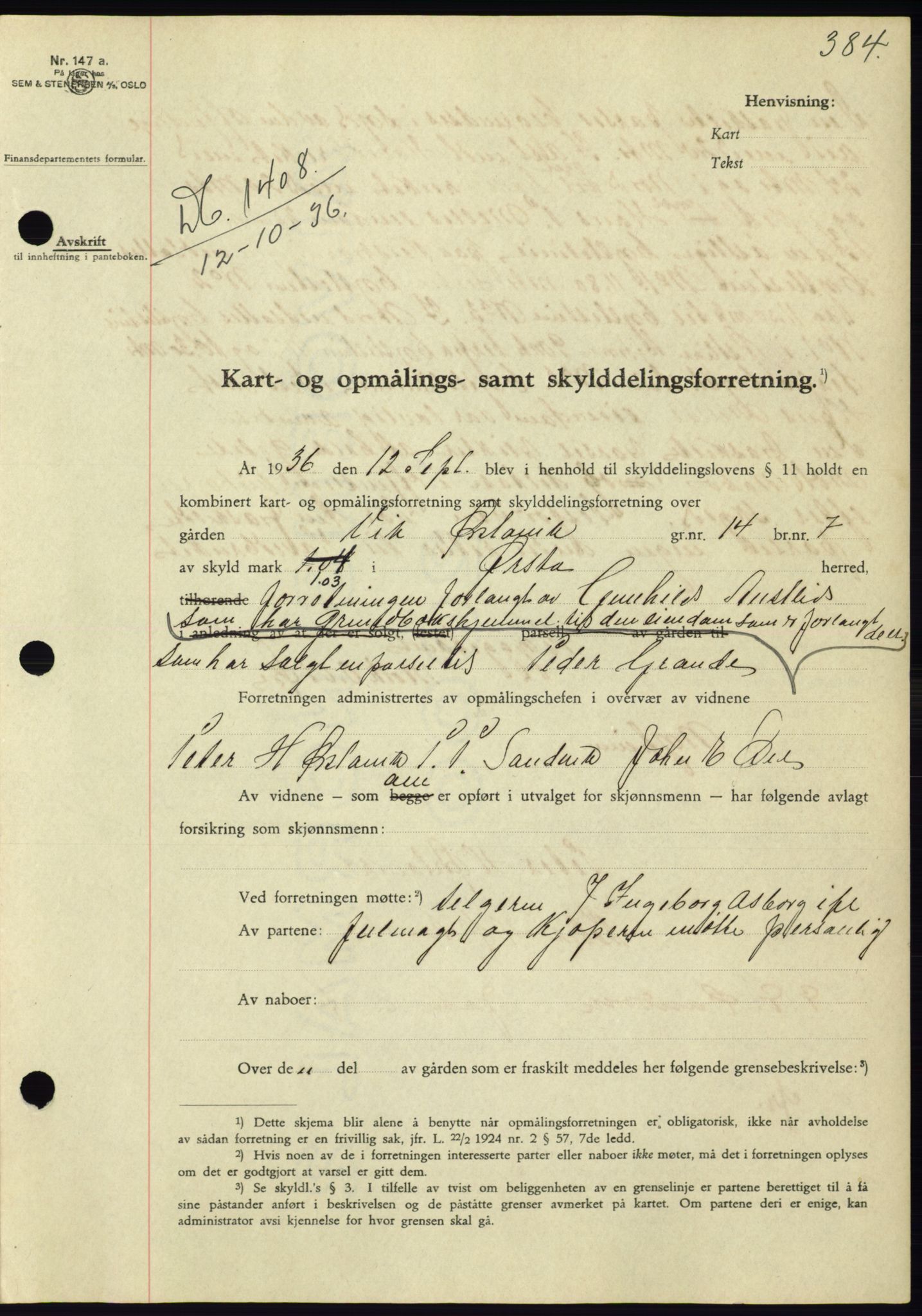 Søre Sunnmøre sorenskriveri, AV/SAT-A-4122/1/2/2C/L0061: Mortgage book no. 55, 1936-1936, Diary no: : 1408/1936