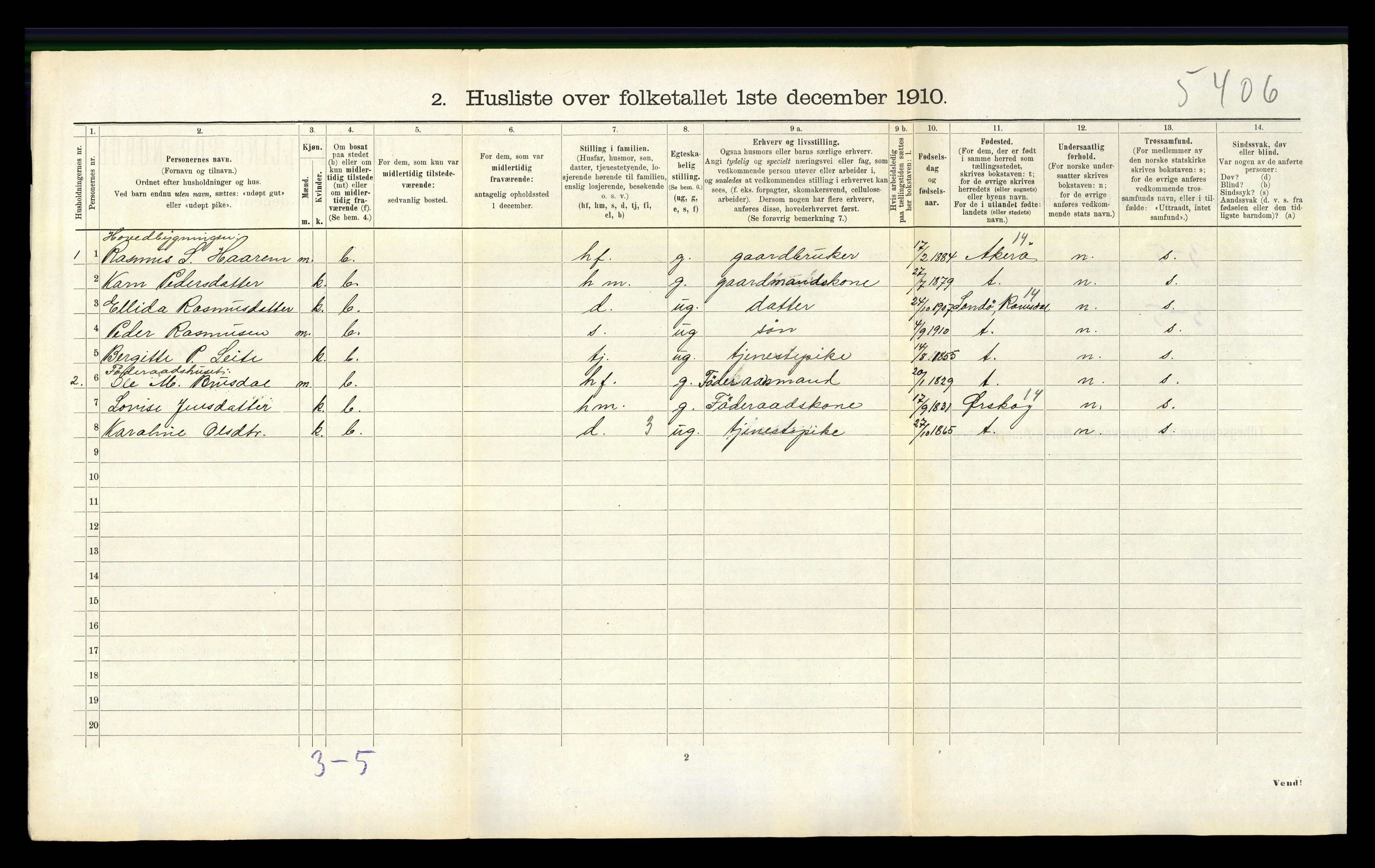 RA, 1910 census for Skodje, 1910, p. 182