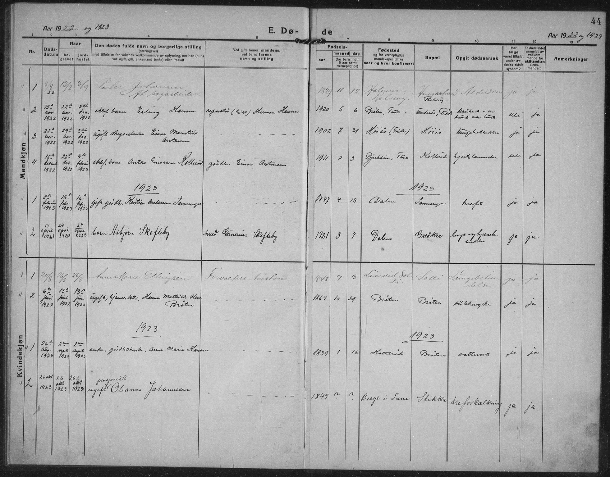 Tune prestekontor Kirkebøker, SAO/A-2007/G/Gb/L0002: Parish register (copy) no. II 2, 1918-1941, p. 44