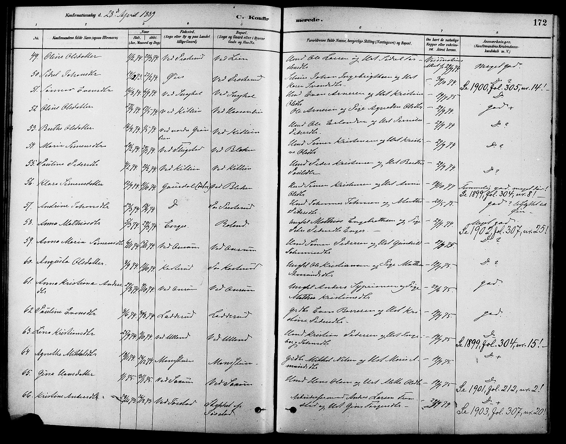 Fåberg prestekontor, SAH/PREST-086/H/Ha/Haa/L0008: Parish register (official) no. 8, 1879-1898, p. 172
