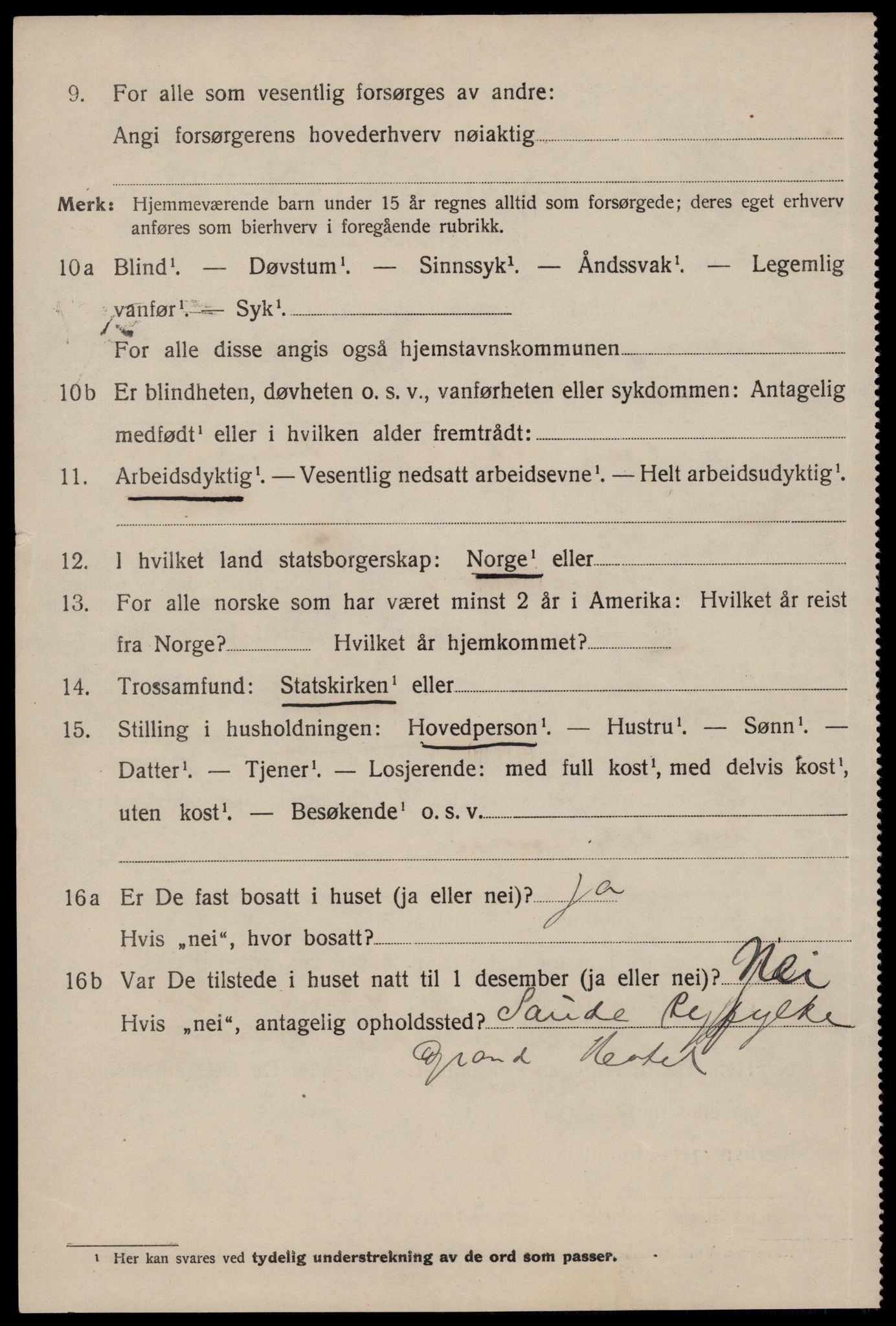 SAST, 1920 census for Stavanger, 1920, p. 86849