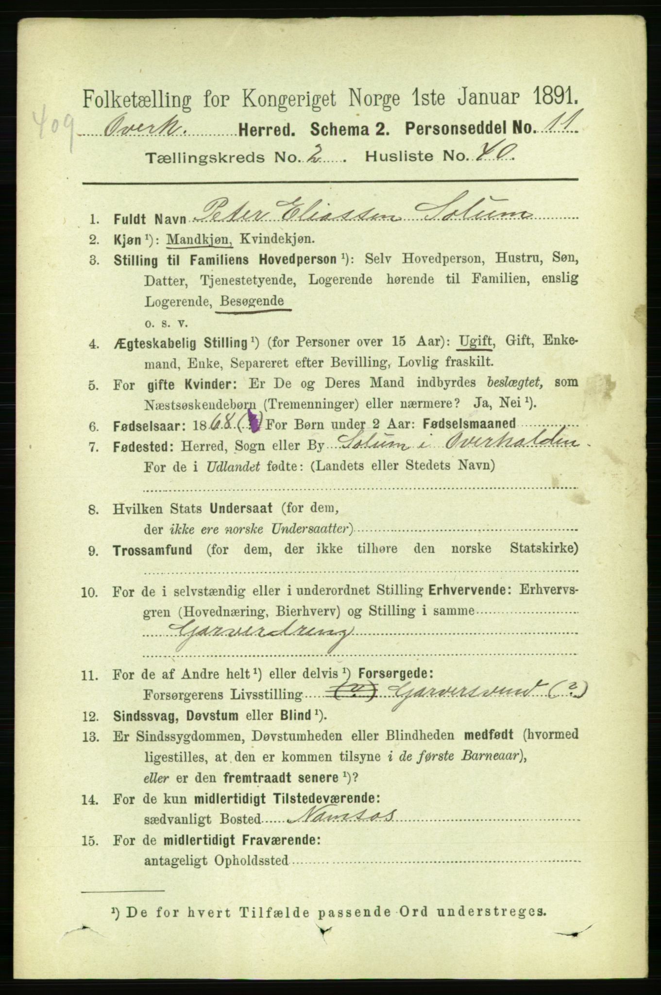 RA, 1891 census for 1744 Overhalla, 1891, p. 692