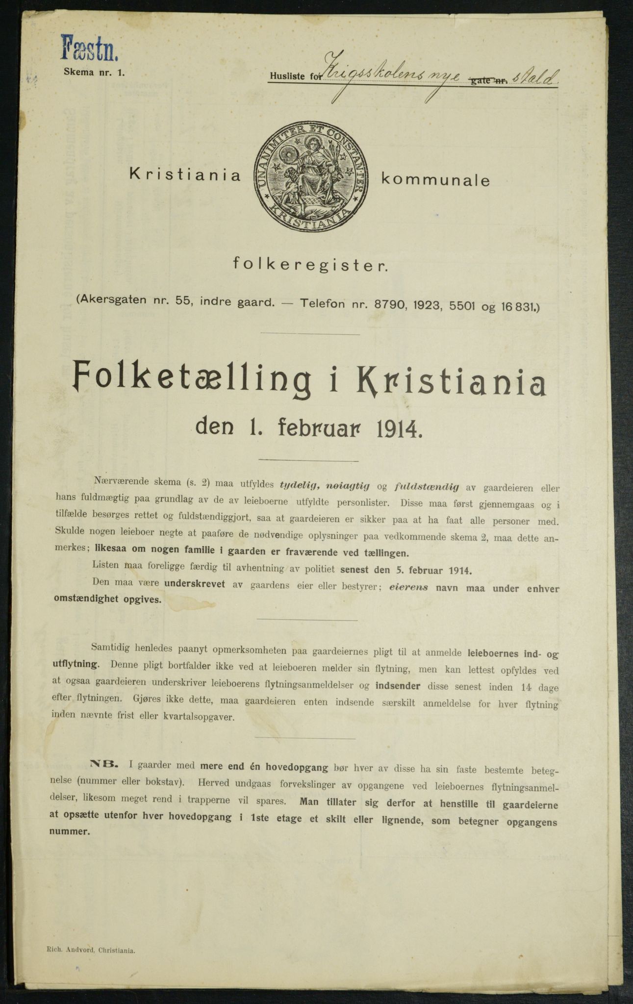 OBA, Municipal Census 1914 for Kristiania, 1914, p. 24361