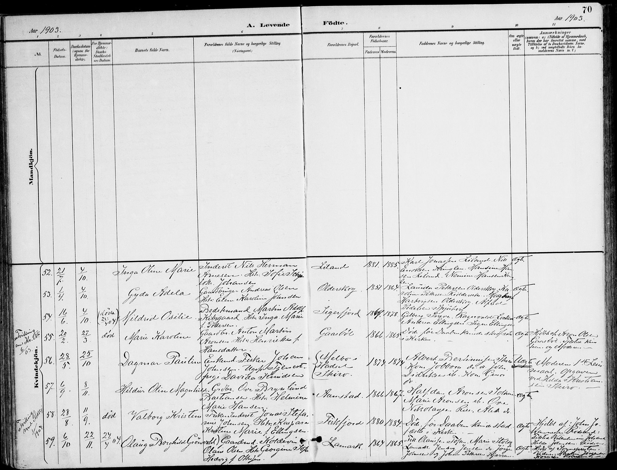 Ministerialprotokoller, klokkerbøker og fødselsregistre - Nordland, AV/SAT-A-1459/895/L1372: Parish register (official) no. 895A07, 1894-1914, p. 70