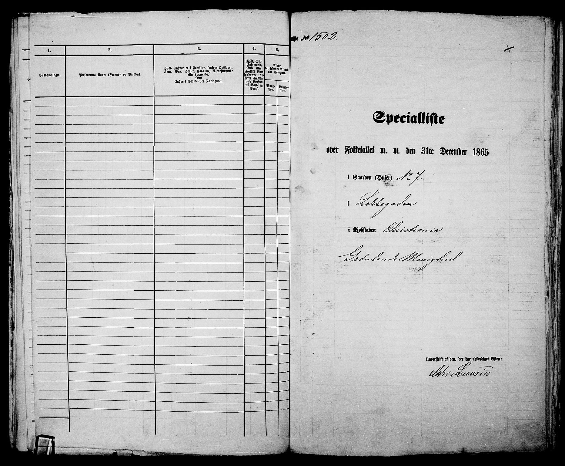 RA, 1865 census for Kristiania, 1865, p. 3408