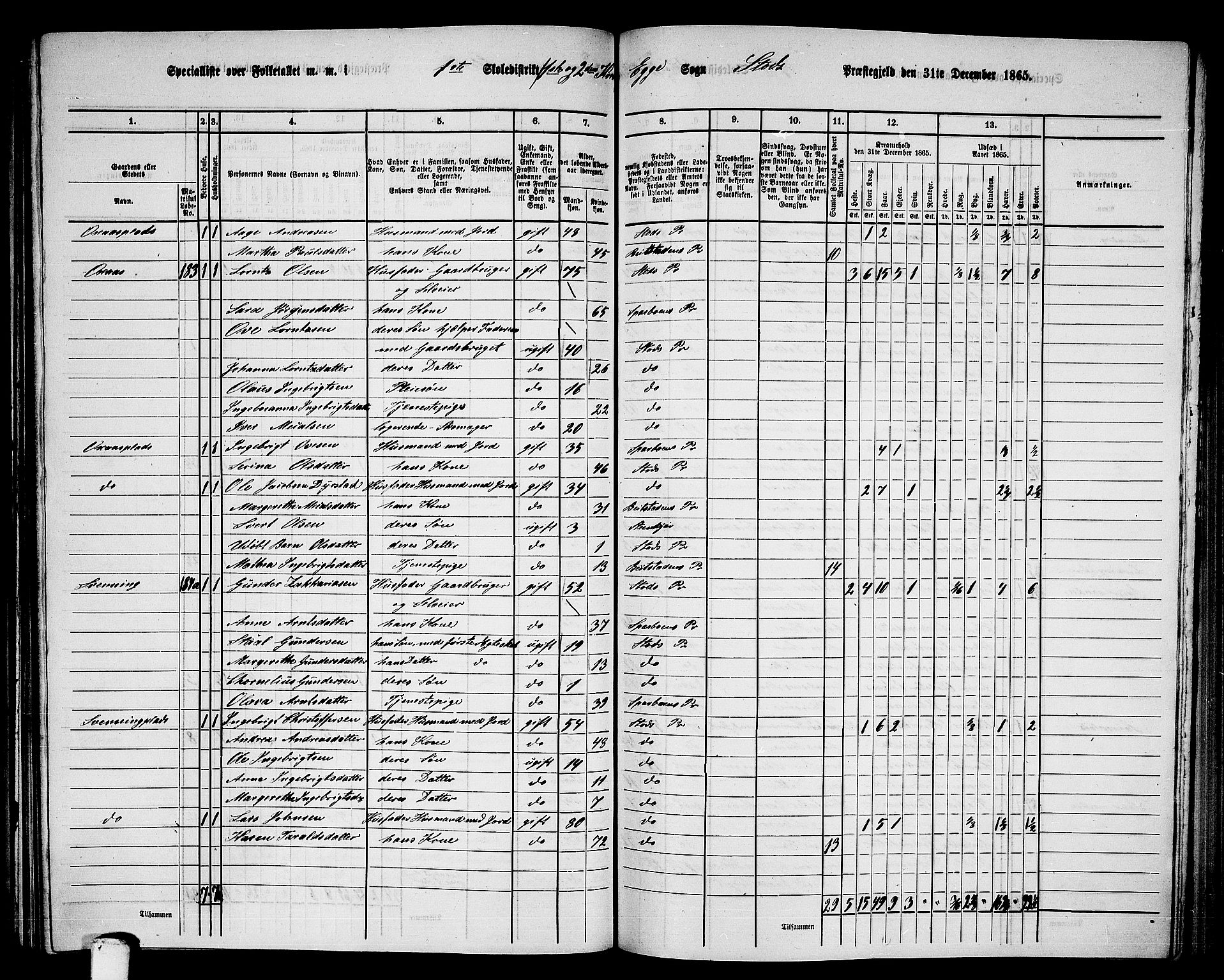 RA, 1865 census for Stod, 1865, p. 143