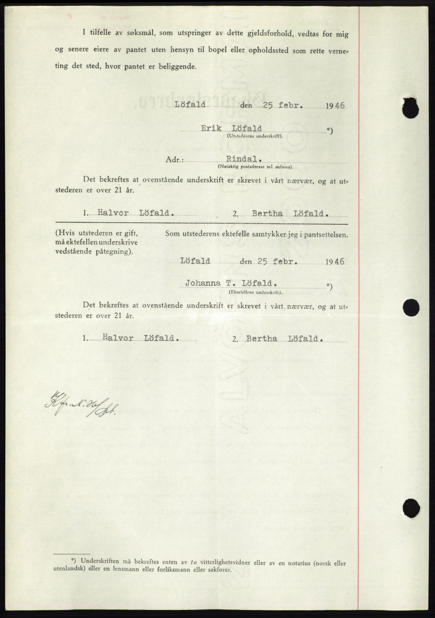 Nordmøre sorenskriveri, AV/SAT-A-4132/1/2/2Ca: Mortgage book no. B95, 1946-1947, Diary no: : 2115/1946