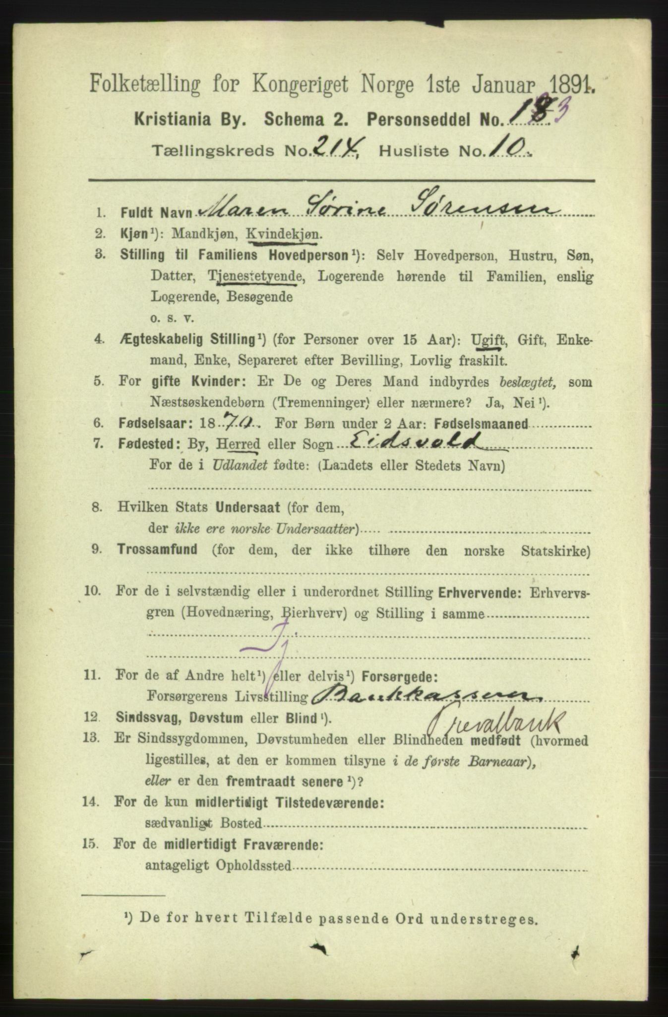 RA, 1891 census for 0301 Kristiania, 1891, p. 127710