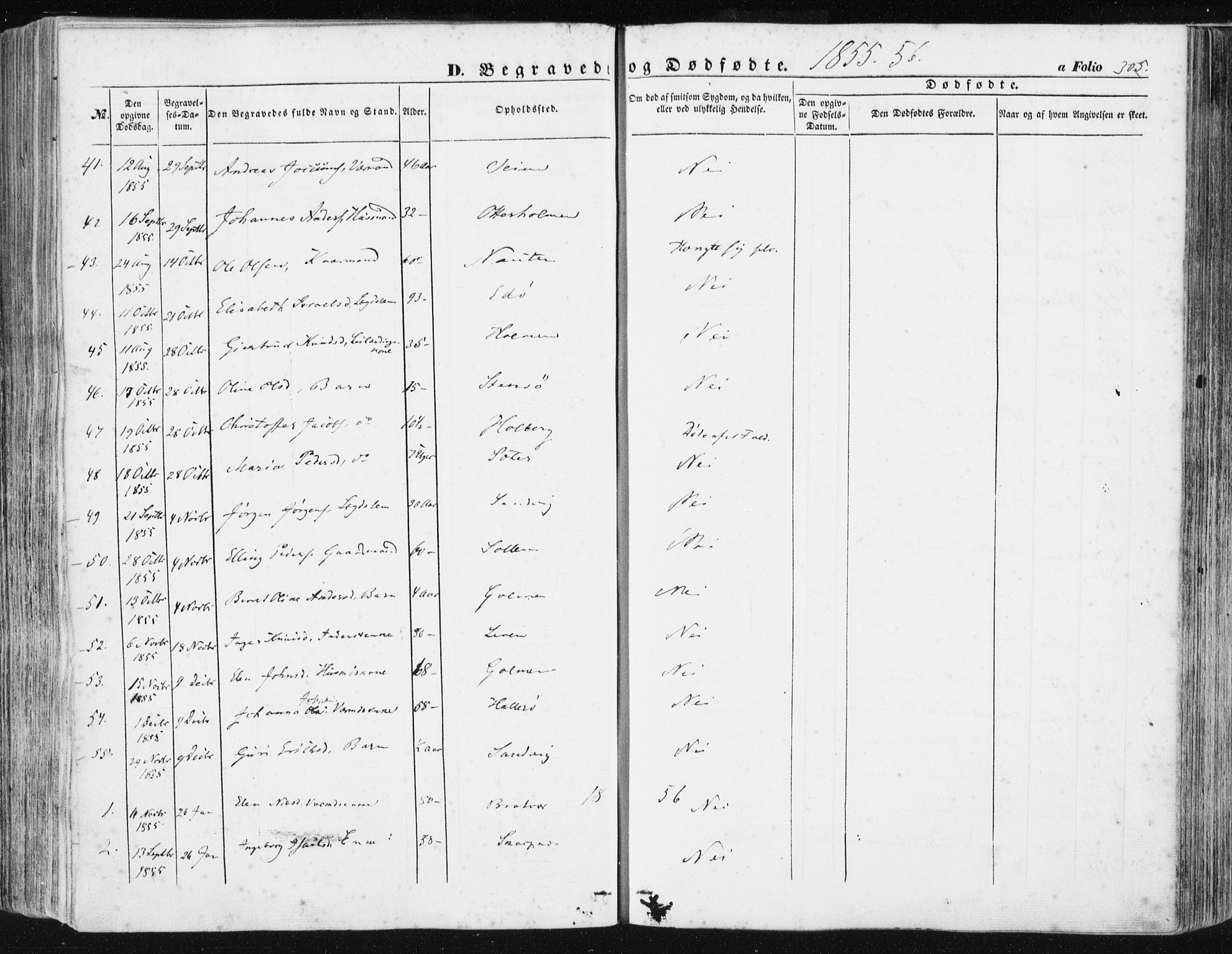 Ministerialprotokoller, klokkerbøker og fødselsregistre - Møre og Romsdal, AV/SAT-A-1454/581/L0937: Parish register (official) no. 581A05, 1853-1872, p. 305