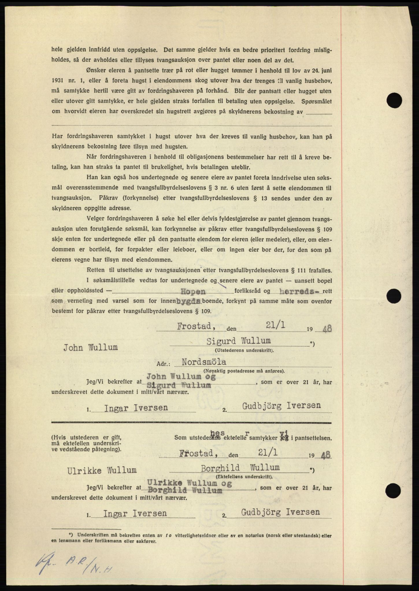 Nordmøre sorenskriveri, AV/SAT-A-4132/1/2/2Ca: Mortgage book no. B98, 1948-1948, Diary no: : 323/1948