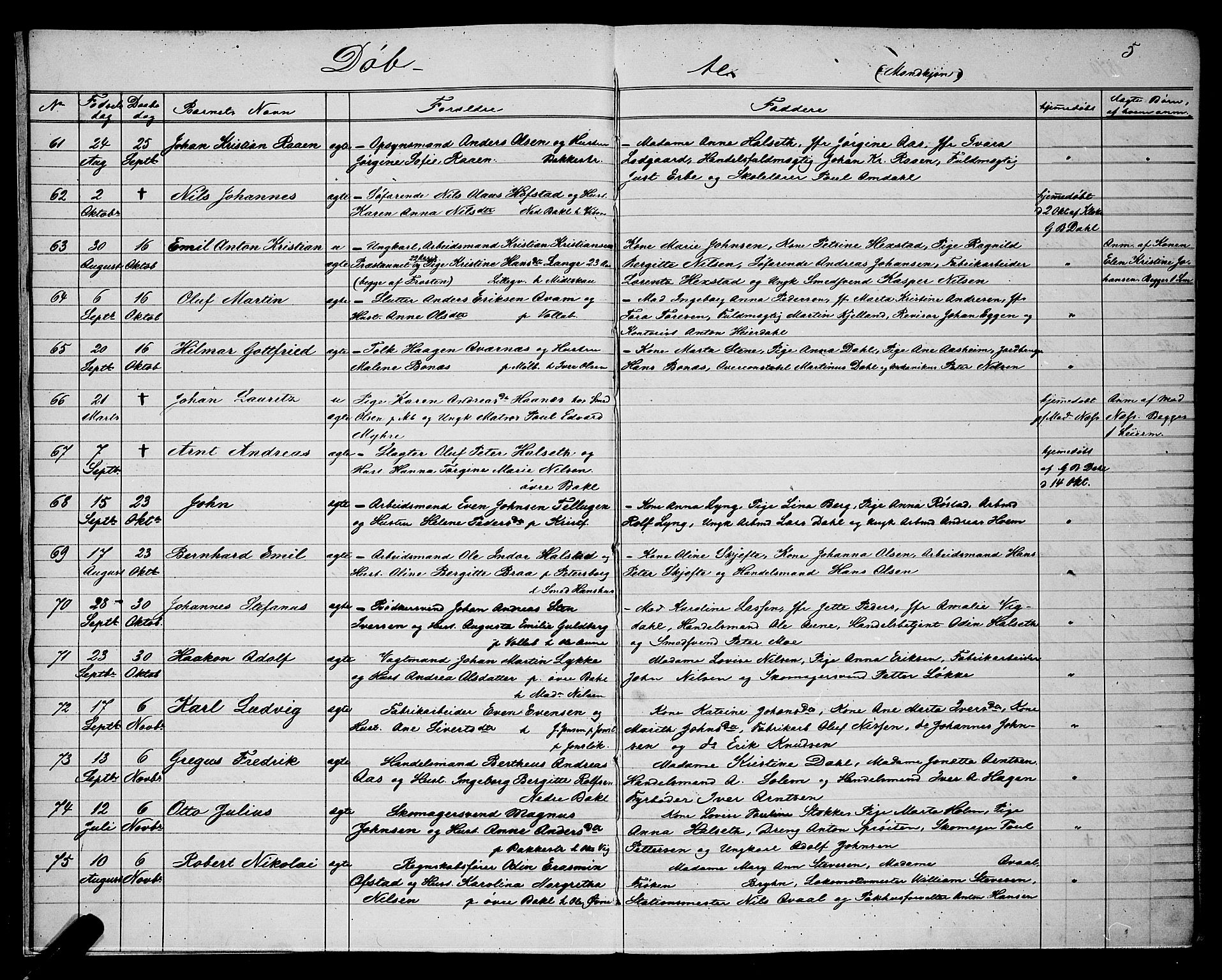 Ministerialprotokoller, klokkerbøker og fødselsregistre - Sør-Trøndelag, SAT/A-1456/604/L0220: Parish register (copy) no. 604C03, 1870-1885, p. 5