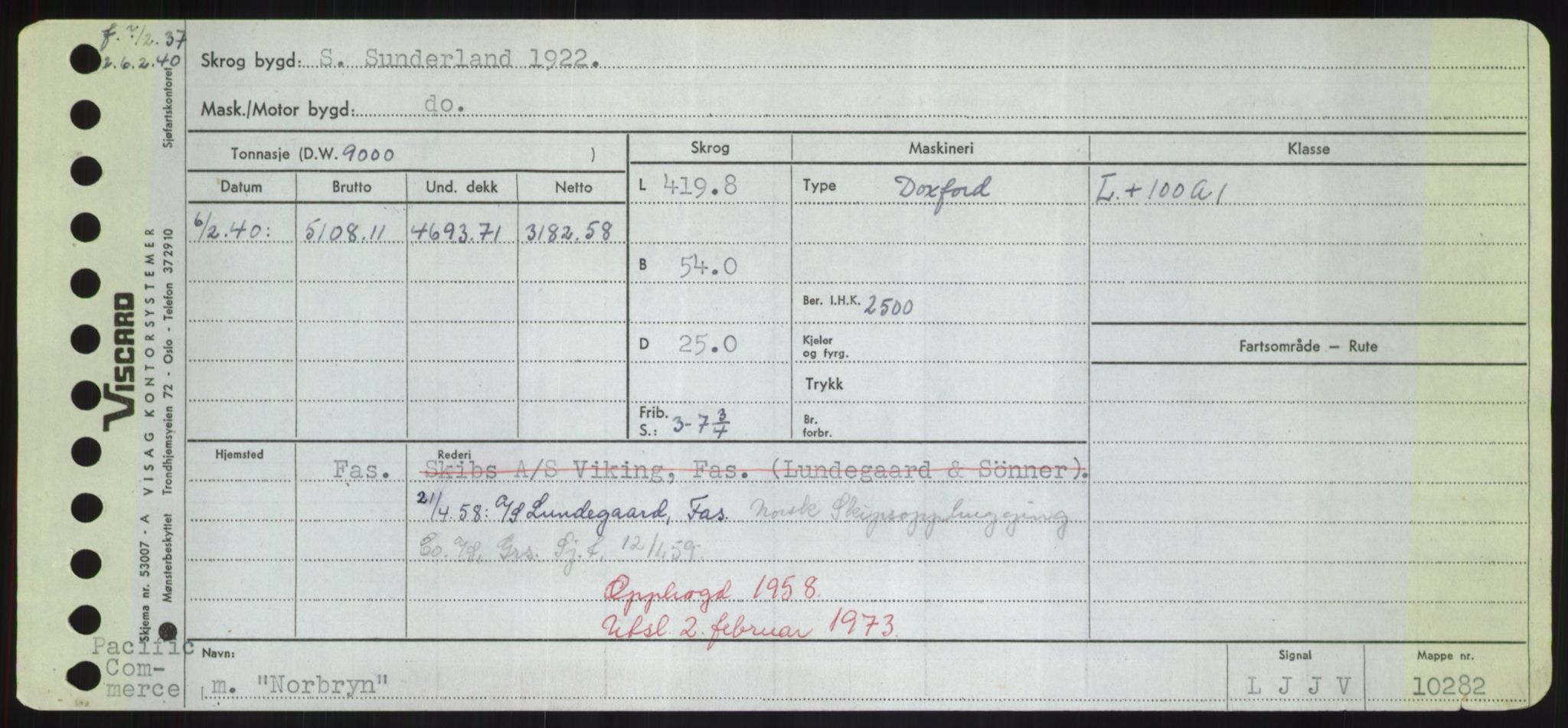 Sjøfartsdirektoratet med forløpere, Skipsmålingen, RA/S-1627/H/Hd/L0026: Fartøy, N-Norhol, p. 399