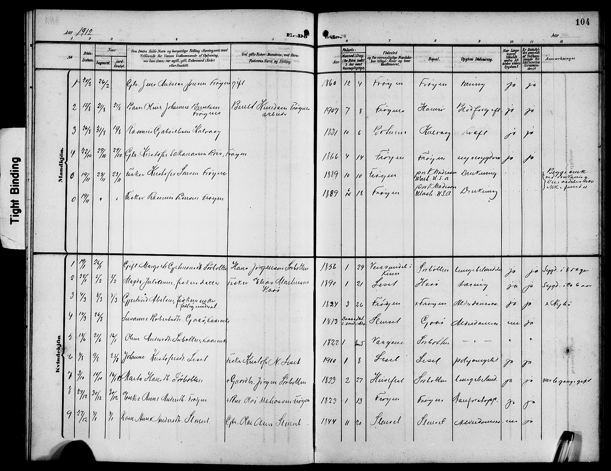 Bremanger sokneprestembete, AV/SAB-A-82201/H/Hab/Habb/L0001: Parish register (copy) no. B 1, 1906-1925, p. 104