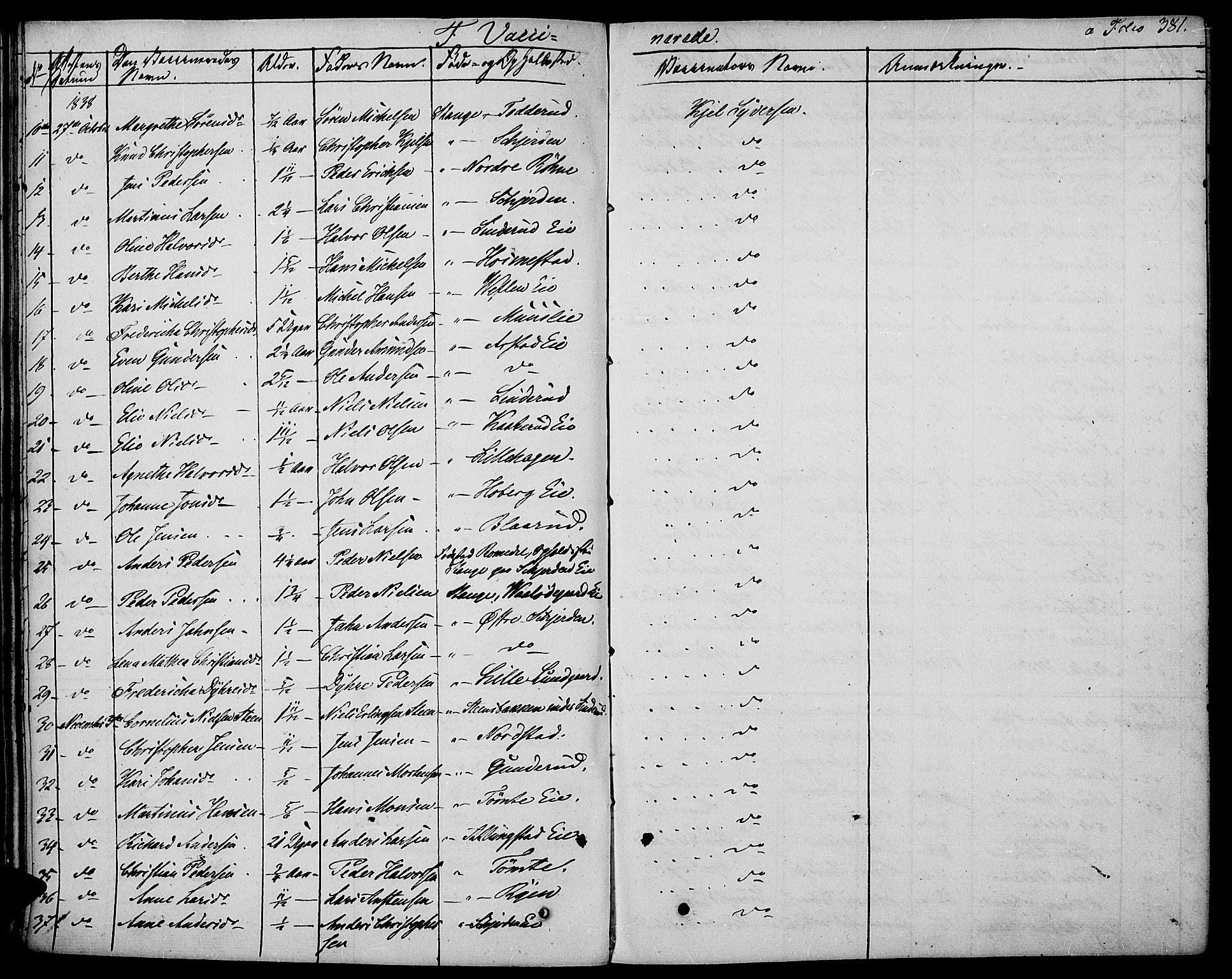 Stange prestekontor, AV/SAH-PREST-002/K/L0009: Parish register (official) no. 9, 1826-1835, p. 381