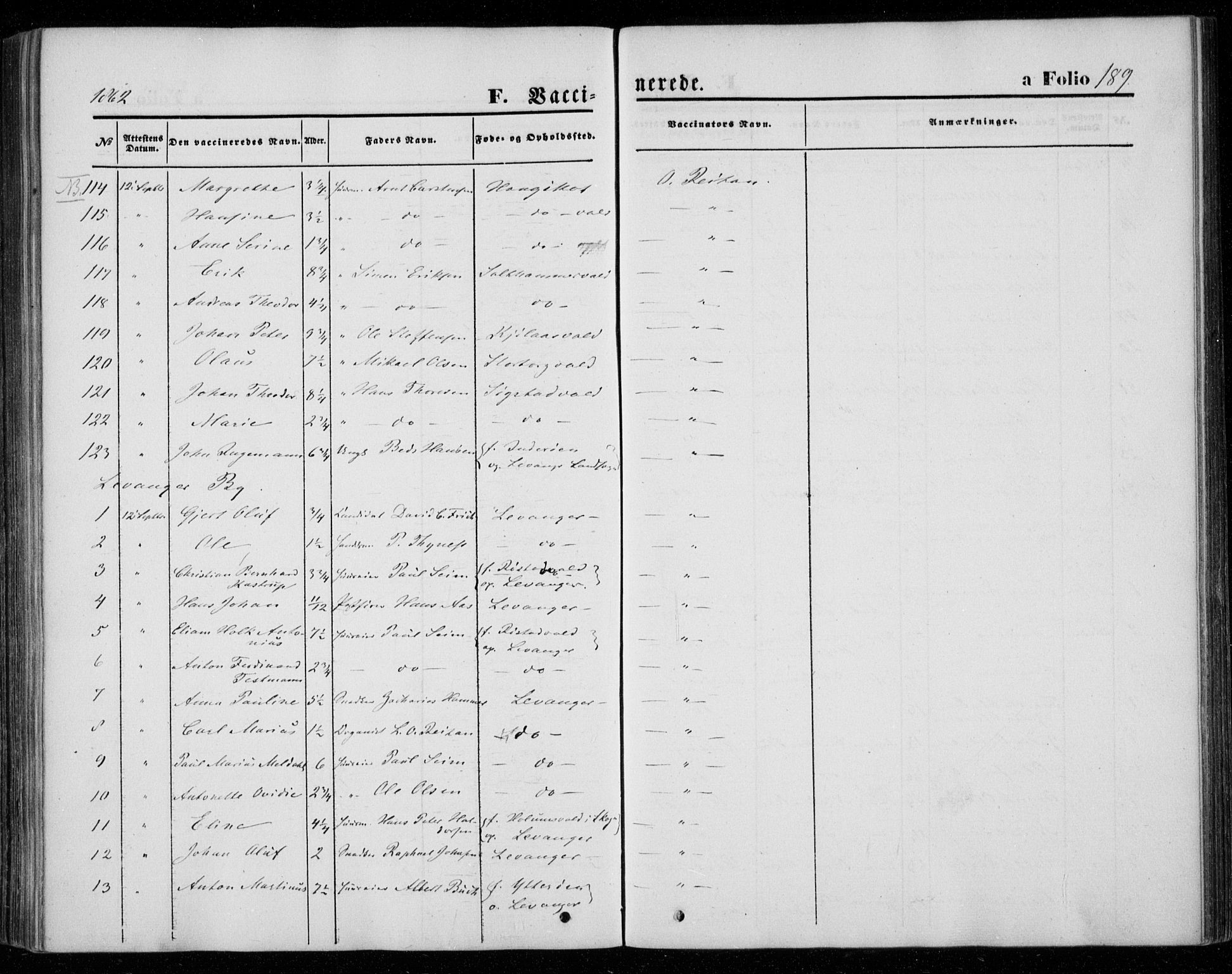 Ministerialprotokoller, klokkerbøker og fødselsregistre - Nord-Trøndelag, SAT/A-1458/720/L0184: Parish register (official) no. 720A02 /1, 1855-1863, p. 189