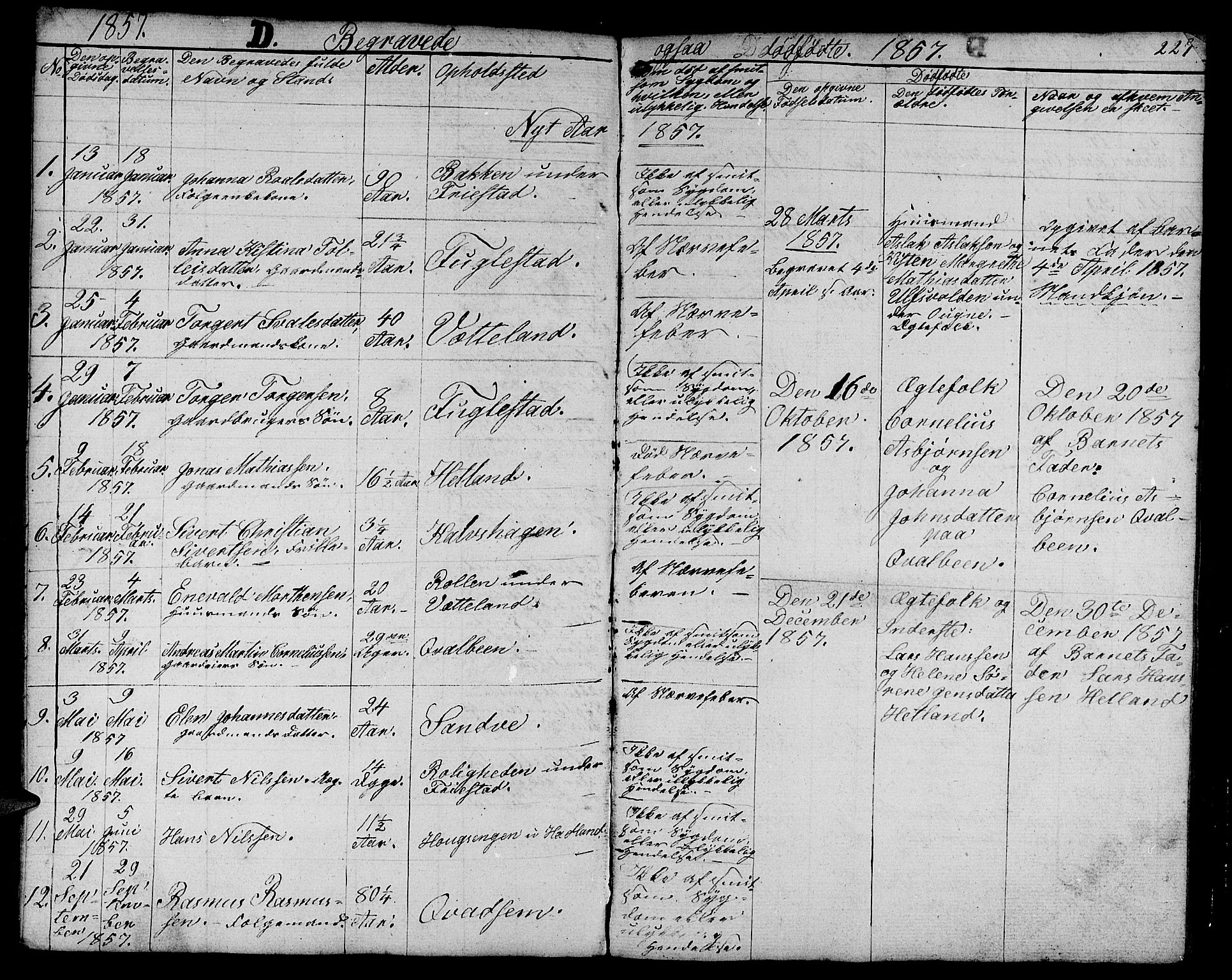Eigersund sokneprestkontor, SAST/A-101807/S09/L0003: Parish register (copy) no. B 3, 1846-1875, p. 227