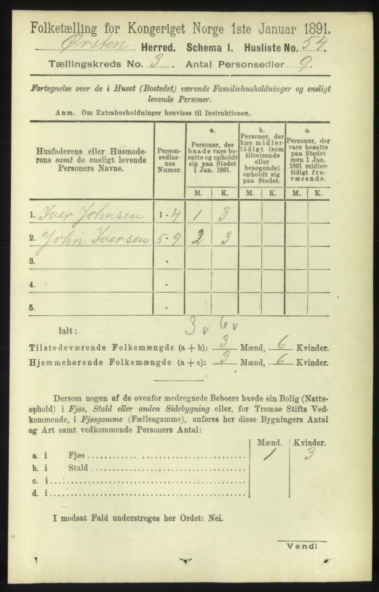 RA, 1891 census for 1520 Ørsta, 1891, p. 1205