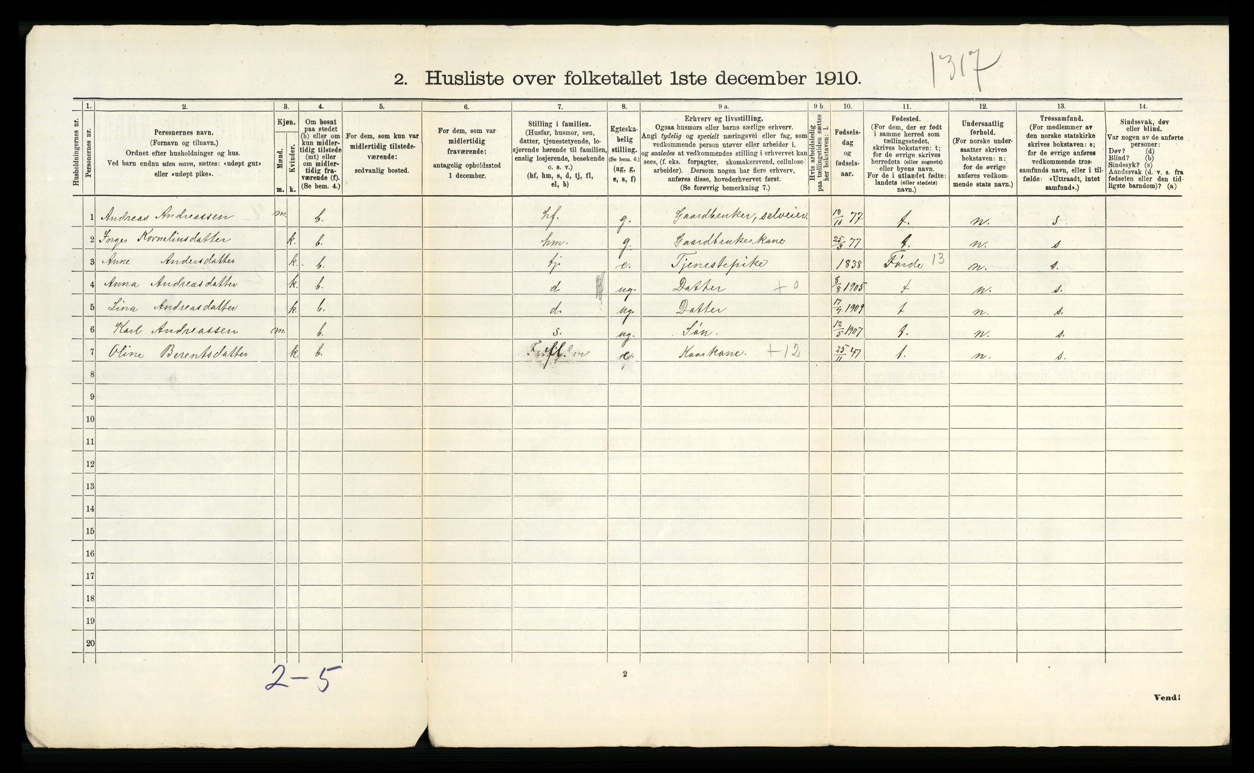 RA, 1910 census for Naustdal, 1910, p. 38