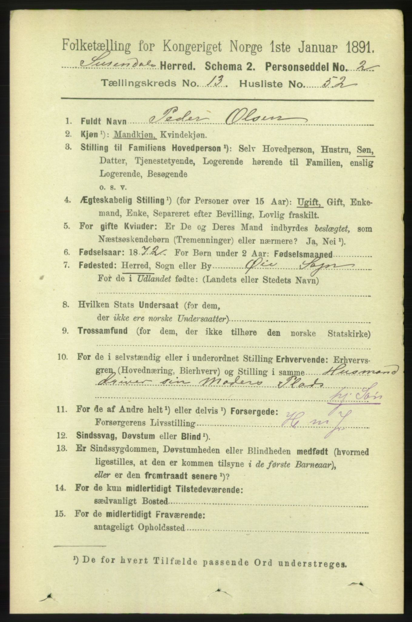 RA, 1891 census for 1566 Surnadal, 1891, p. 3461