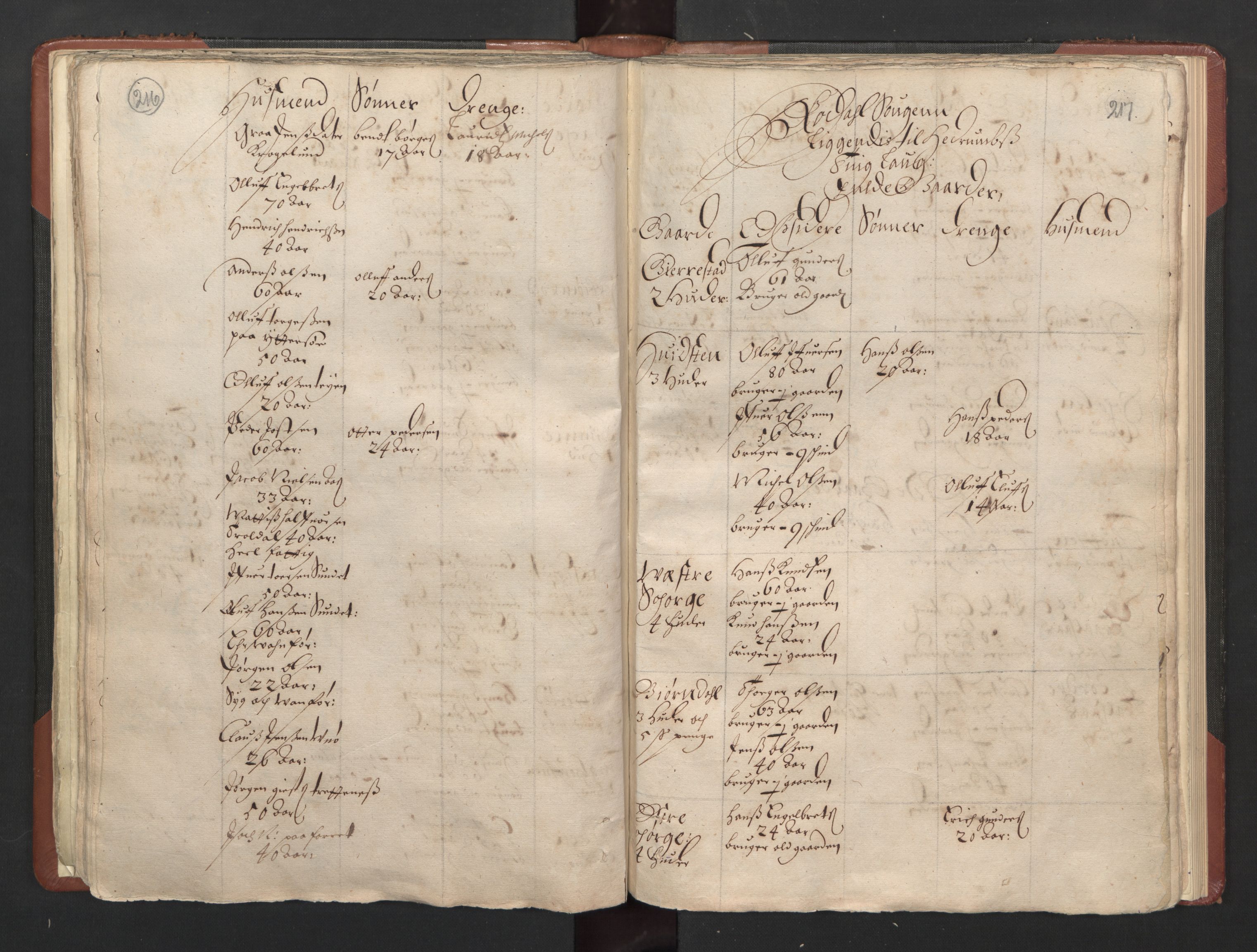 RA, Bailiff's Census 1664-1666, no. 5: Modern Buskerud county and modern Vestfold county, 1664, p. 216-217