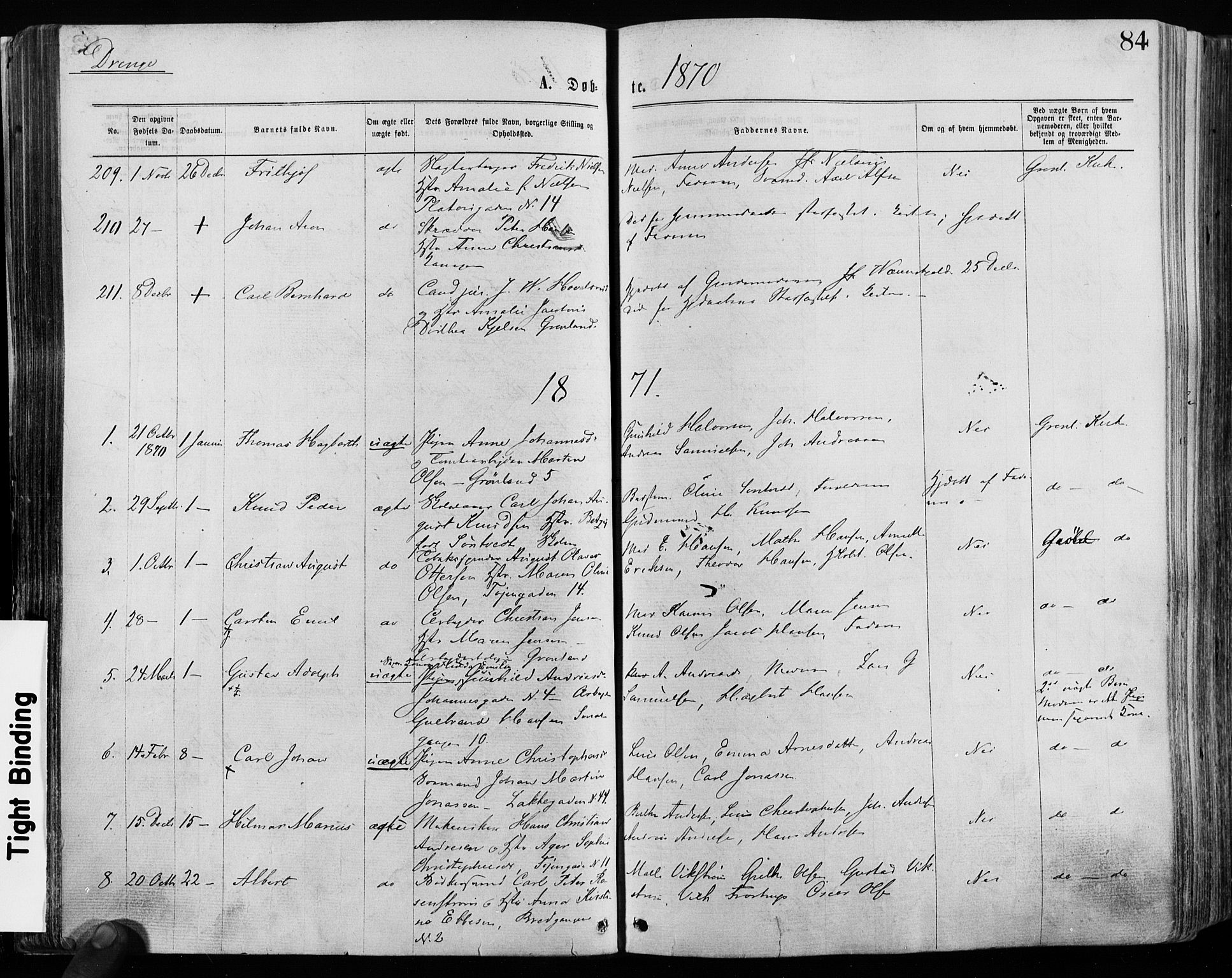 Grønland prestekontor Kirkebøker, AV/SAO-A-10848/F/Fa/L0004: Parish register (official) no. 4, 1869-1880, p. 84