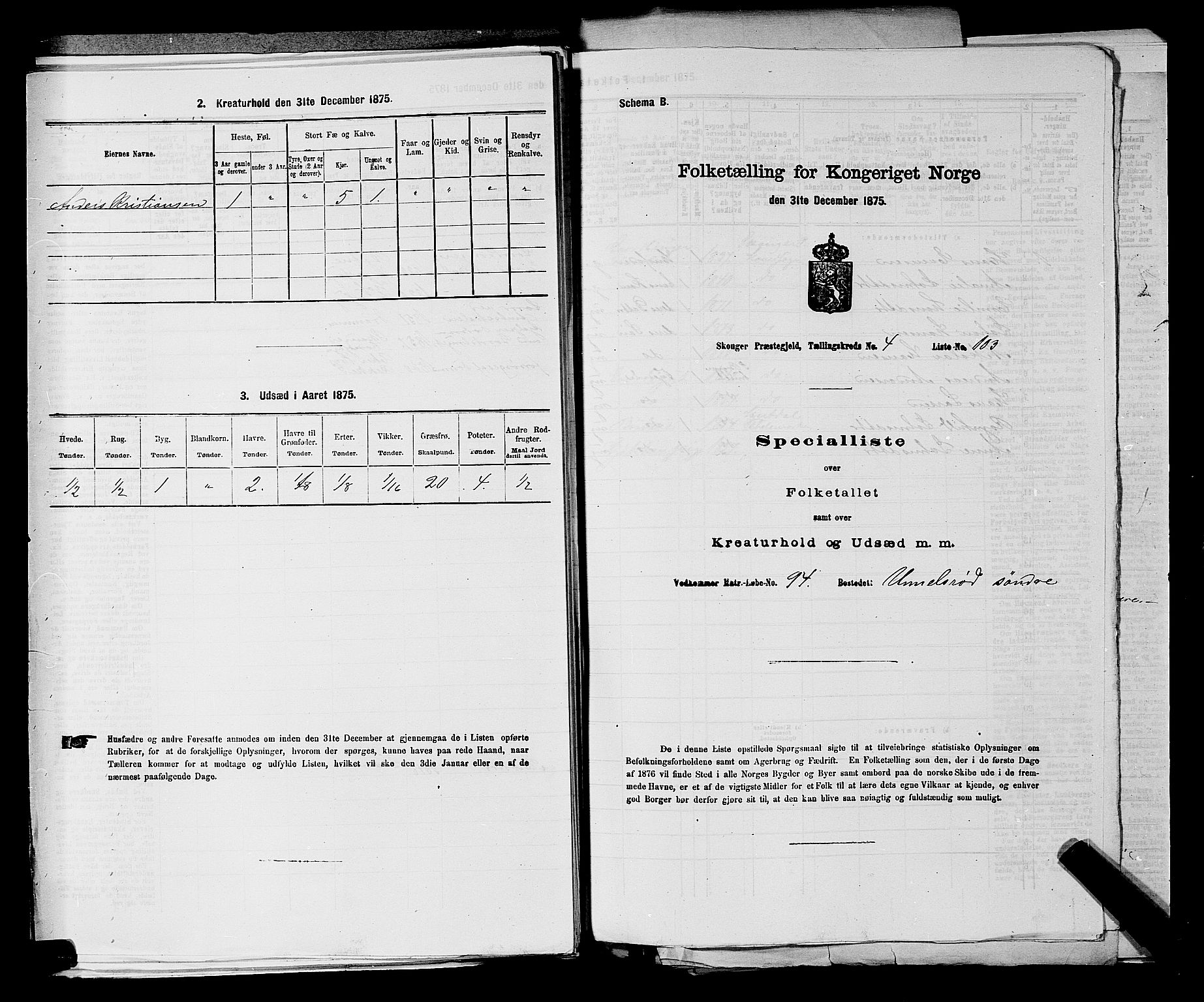 SAKO, 1875 census for 0712P Skoger, 1875, p. 607