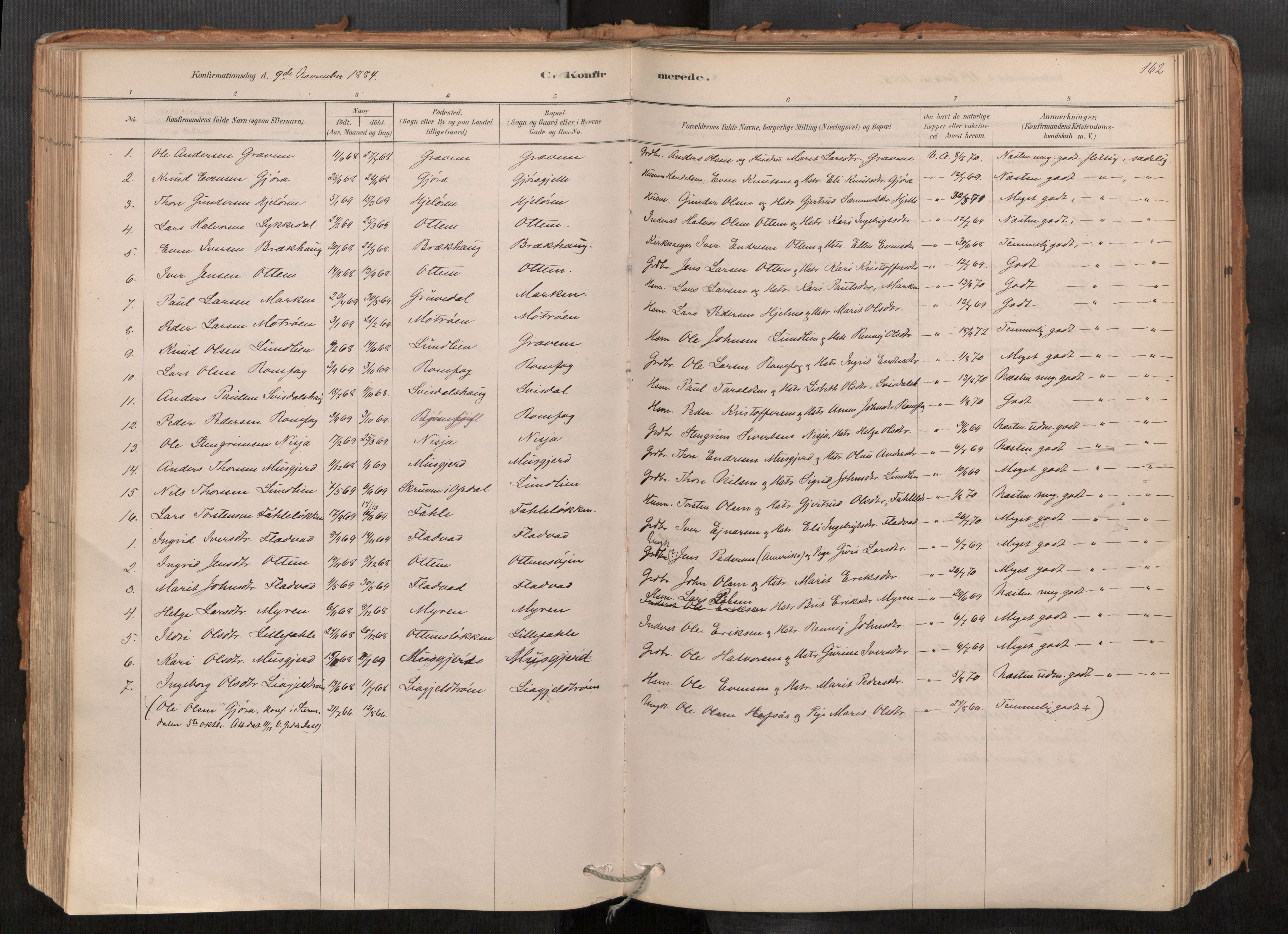 Sunndal sokneprestkontor, AV/SAT-A-1085/1/I/I1/I1a/L0001: Parish register (official) no. 1, 1877-1914, p. 162