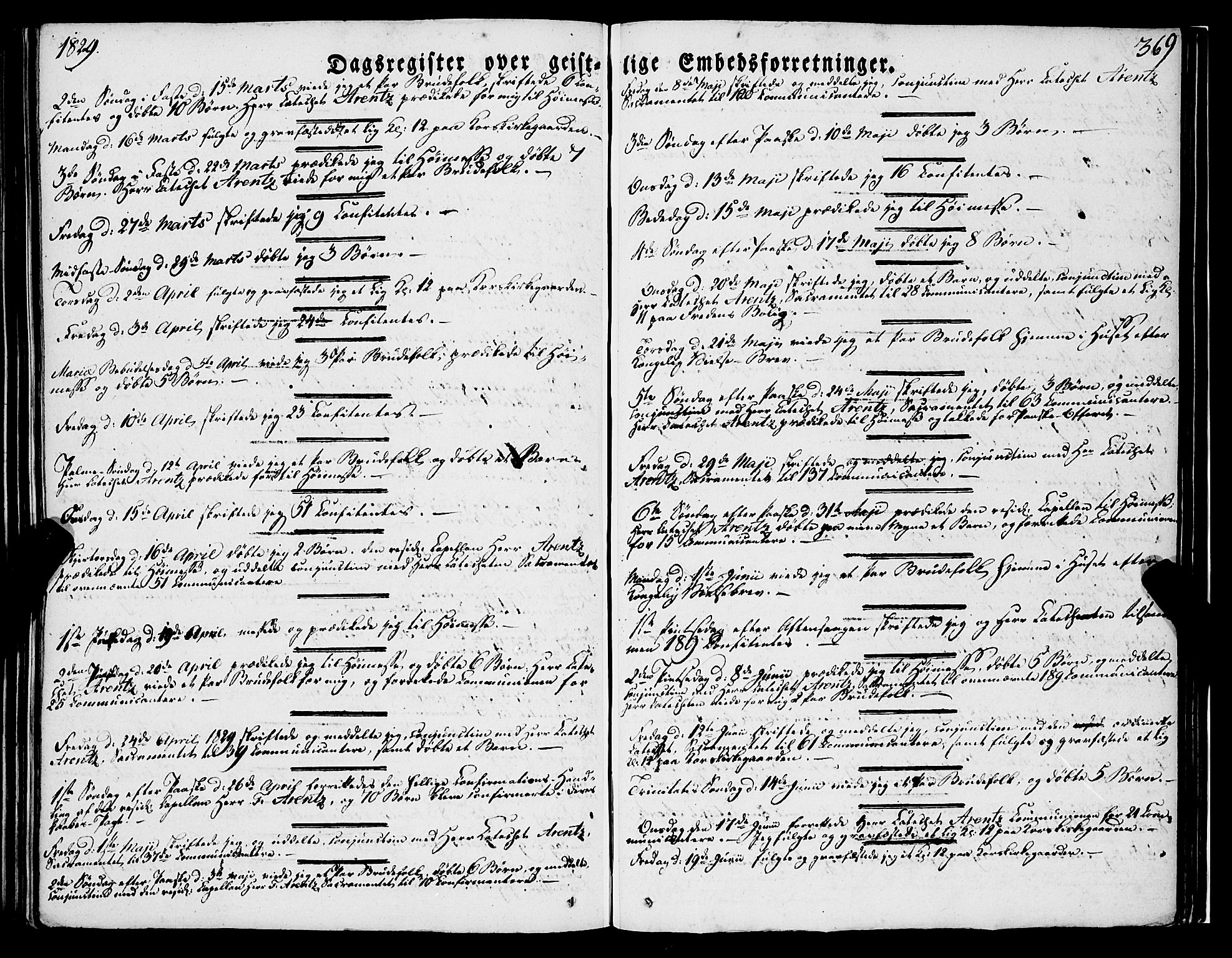 Korskirken sokneprestembete, SAB/A-76101/H/Haa/L0050: Parish register (official) no. F 1, 1821-1869, p. 369