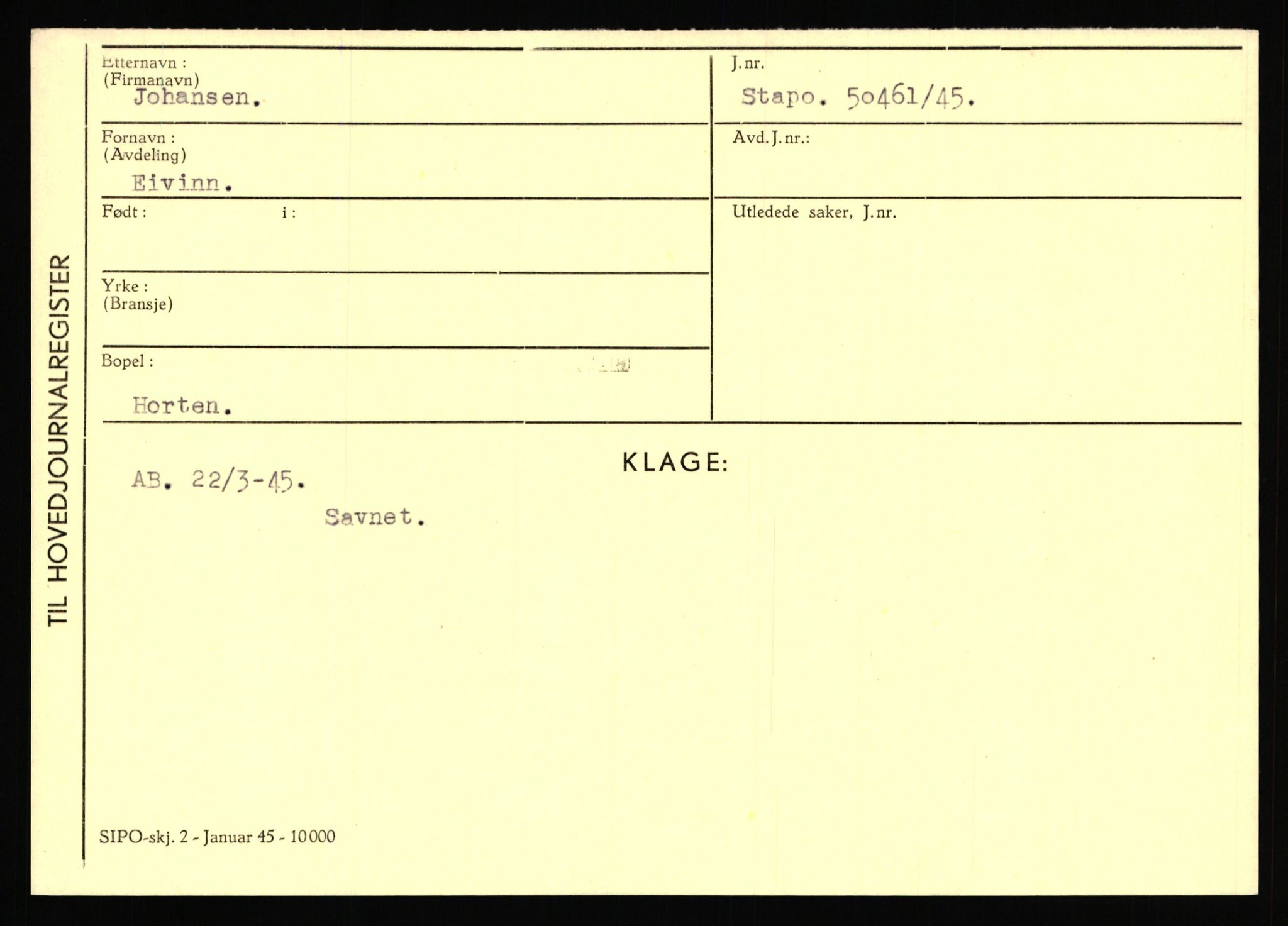 Statspolitiet - Hovedkontoret / Osloavdelingen, AV/RA-S-1329/C/Ca/L0008: Johan(nes)sen - Knoph, 1943-1945, p. 12