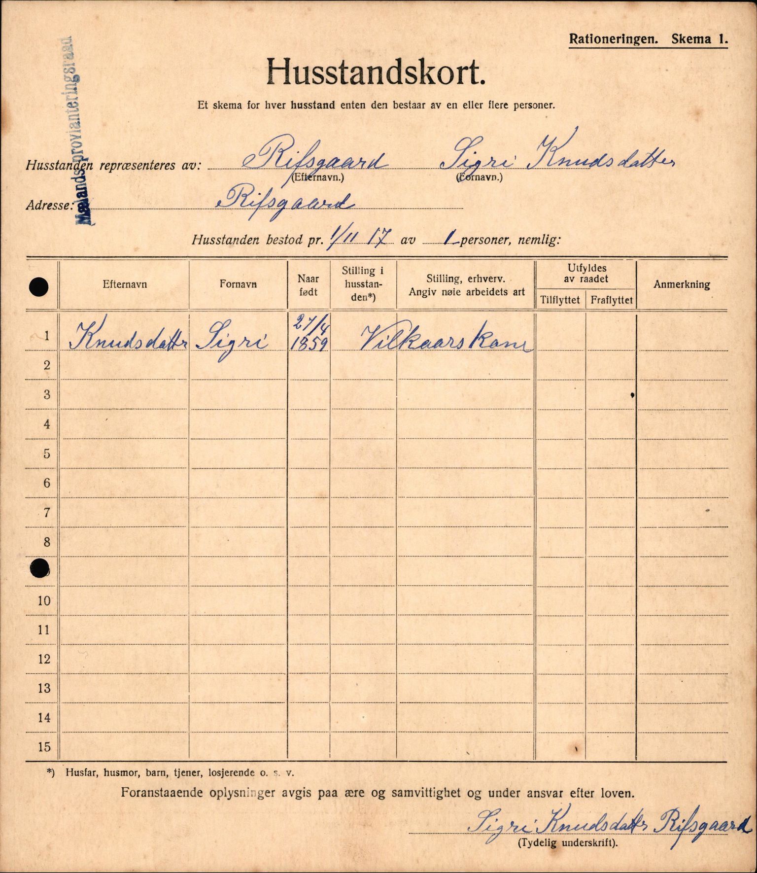 IKAH, Meland kommune, Provianteringsrådet, Husstander per 01.11.1917, 1917-1918, p. 257