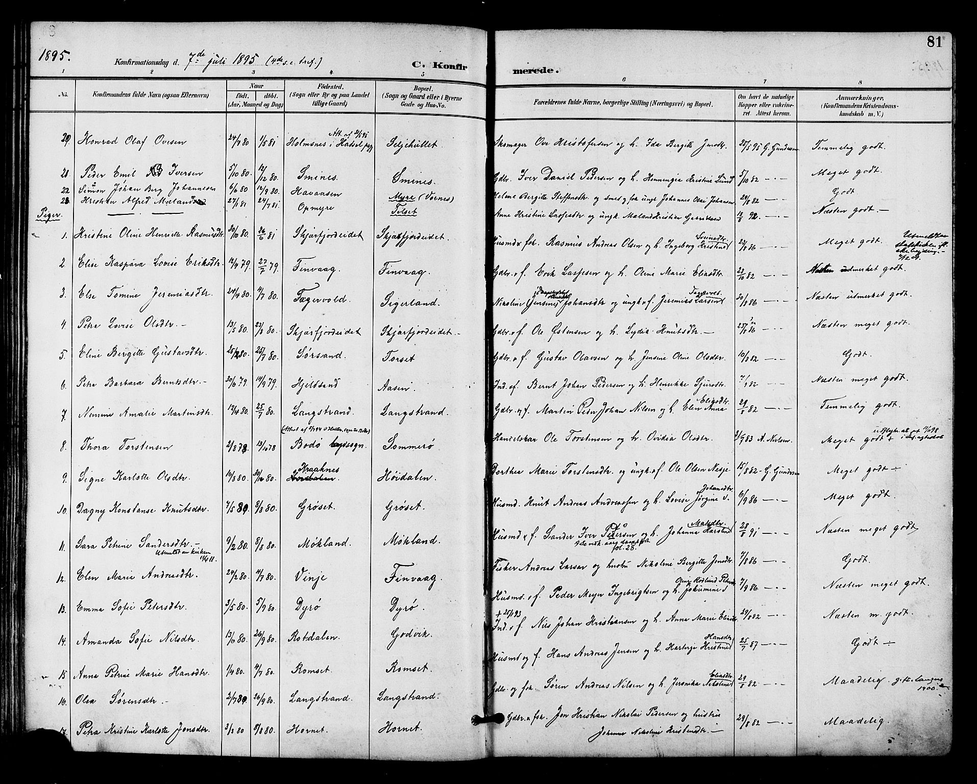 Ministerialprotokoller, klokkerbøker og fødselsregistre - Nordland, AV/SAT-A-1459/893/L1338: Parish register (official) no. 893A10, 1894-1903, p. 81