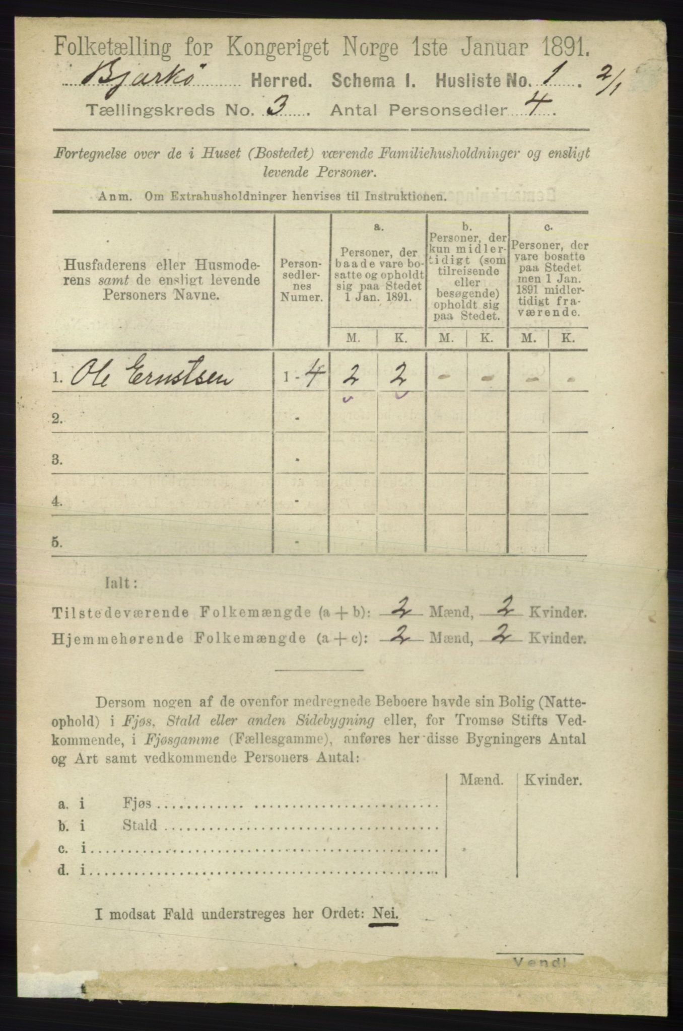 RA, 1891 census for 1915 Bjarkøy, 1891, p. 1481