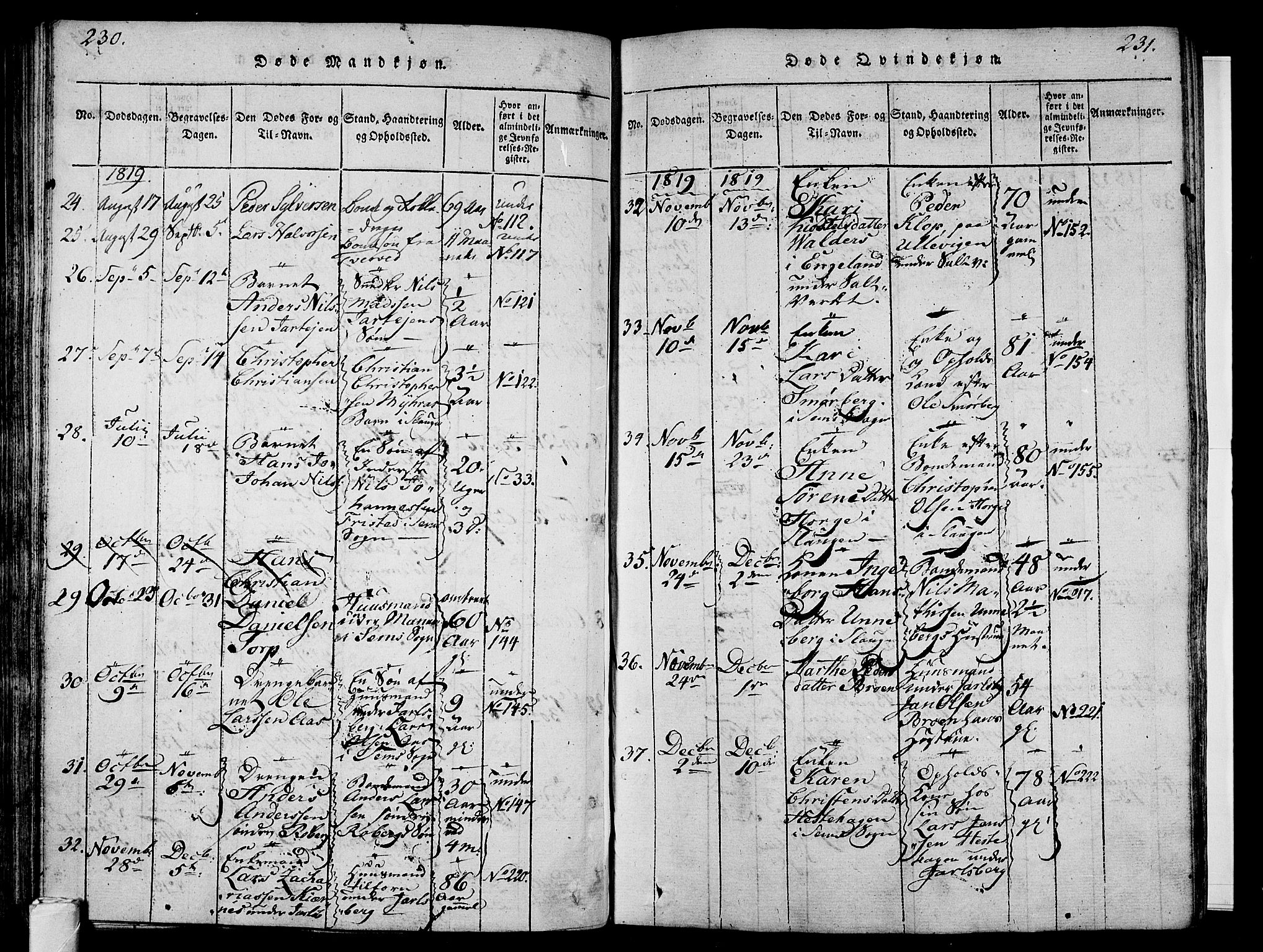 Sem kirkebøker, AV/SAKO-A-5/F/Fa/L0004: Parish register (official) no. I 4, 1814-1825, p. 230-231