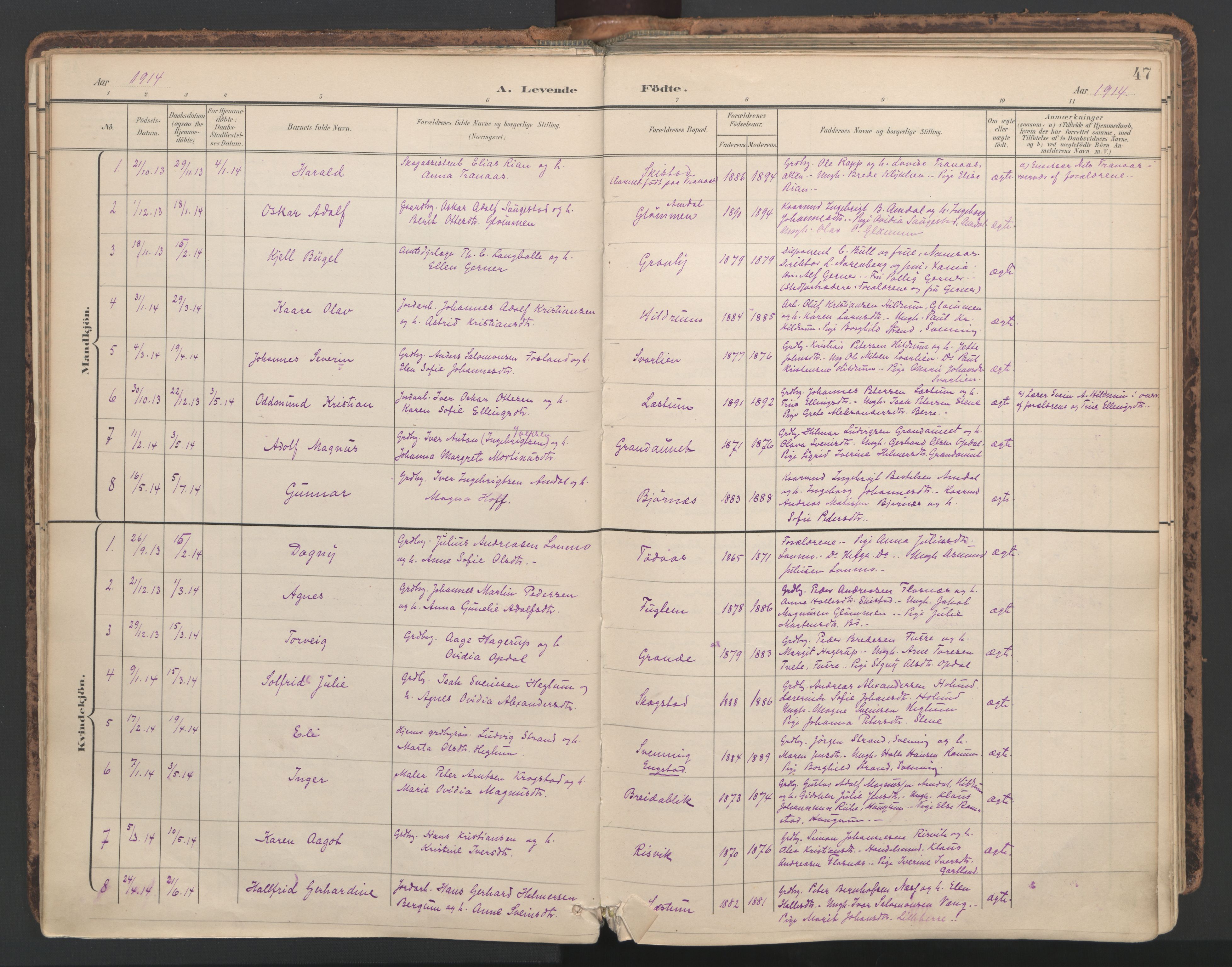 Ministerialprotokoller, klokkerbøker og fødselsregistre - Nord-Trøndelag, SAT/A-1458/764/L0556: Parish register (official) no. 764A11, 1897-1924, p. 47