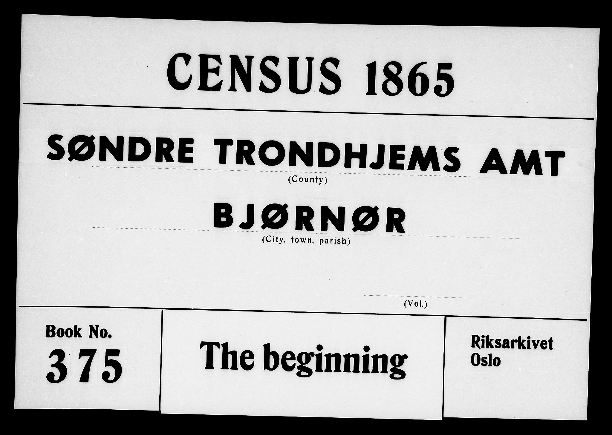 RA, 1865 census for Bjørnør, 1865, p. 1