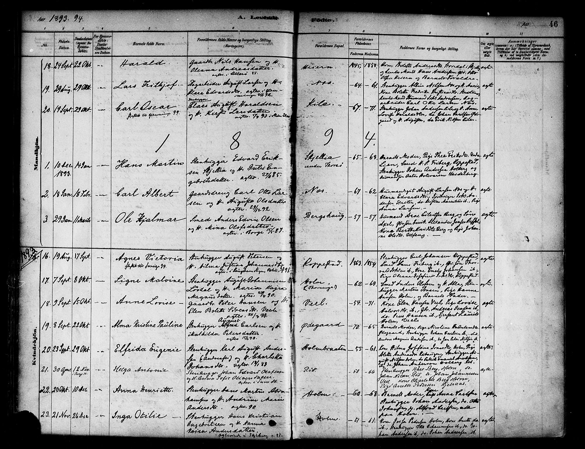 Borge prestekontor Kirkebøker, SAO/A-10903/F/Fb/L0003: Parish register (official) no. II 3, 1878-1902, p. 46