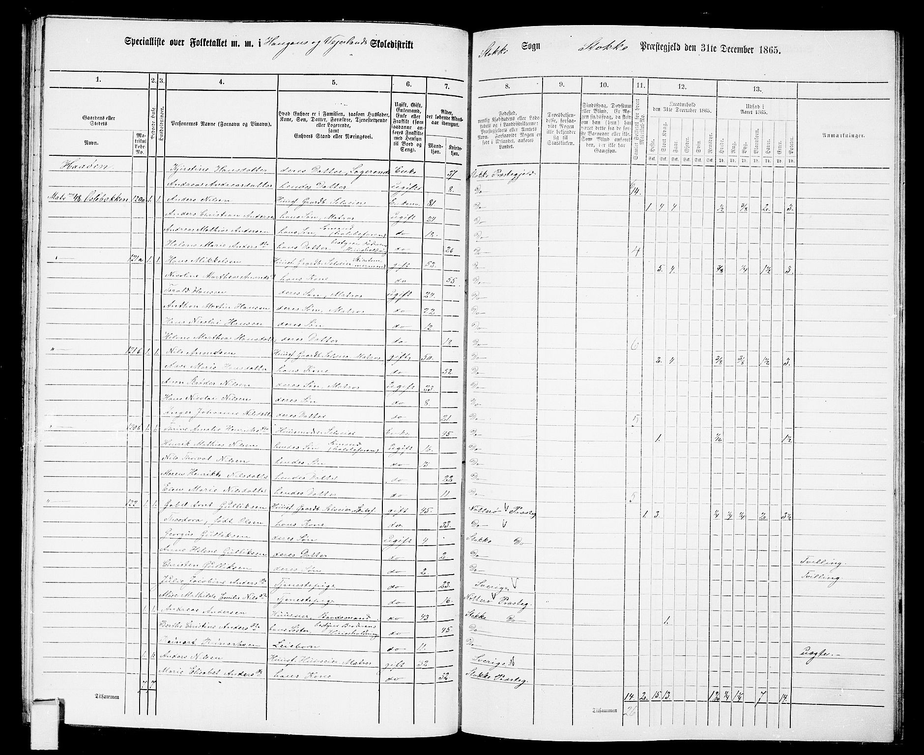 RA, 1865 census for Stokke, 1865, p. 97