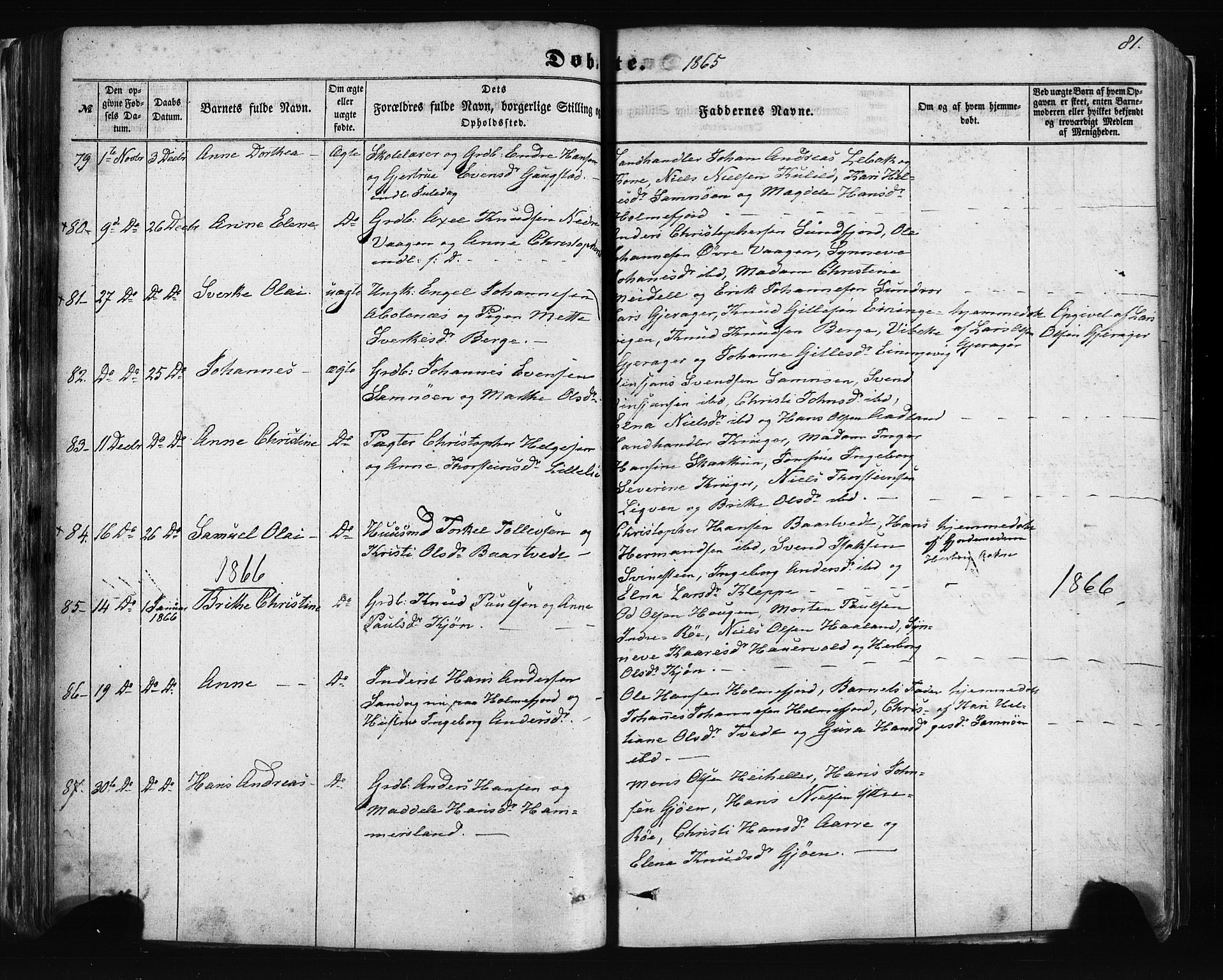 Fusa sokneprestembete, AV/SAB-A-75401/H/Haa: Parish register (official) no. A 1I, 1855-1879, p. 81