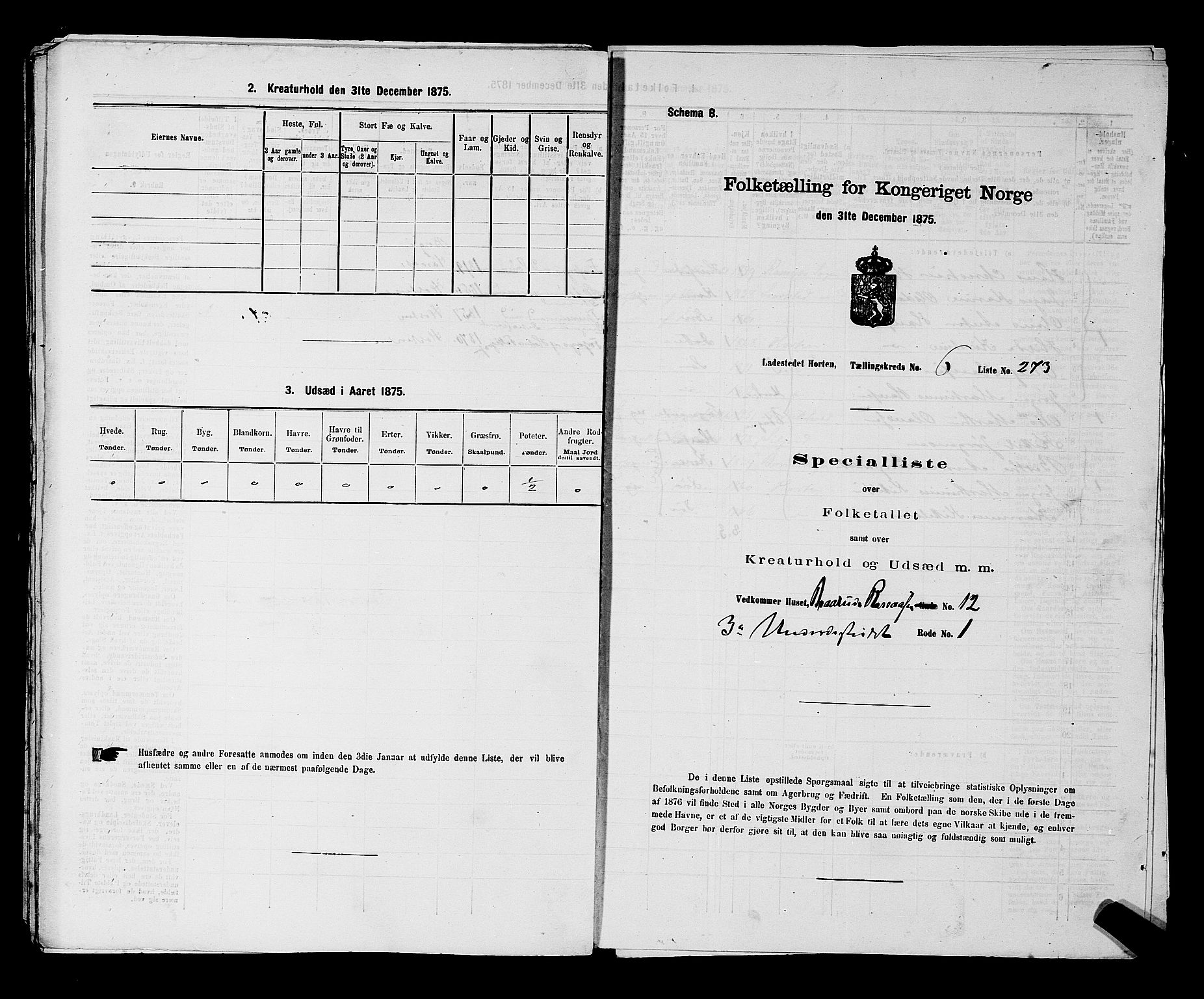 SAKO, 1875 census for 0703P Horten, 1875, p. 616