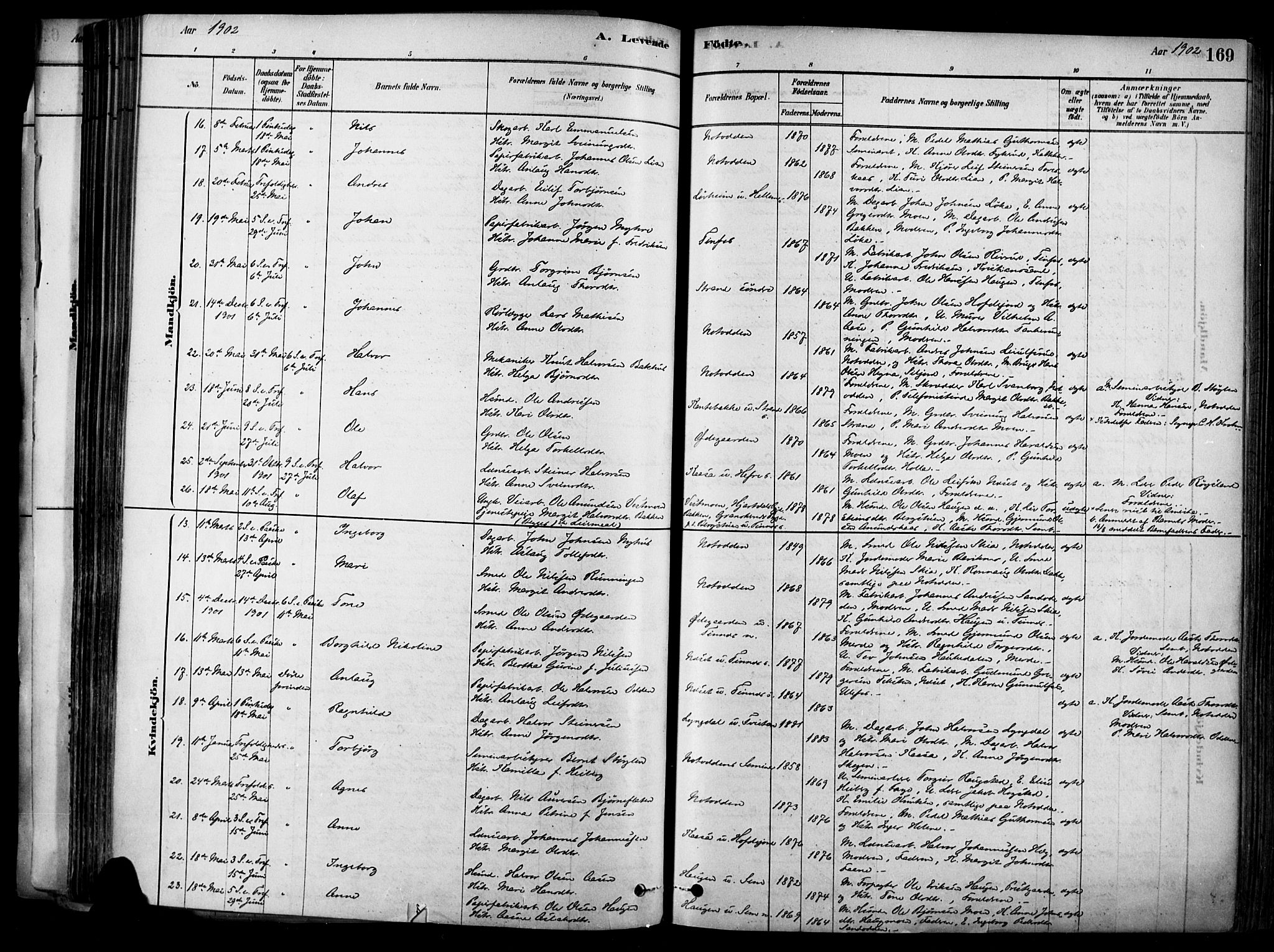 Heddal kirkebøker, SAKO/A-268/F/Fa/L0008: Parish register (official) no. I 8, 1878-1903, p. 169