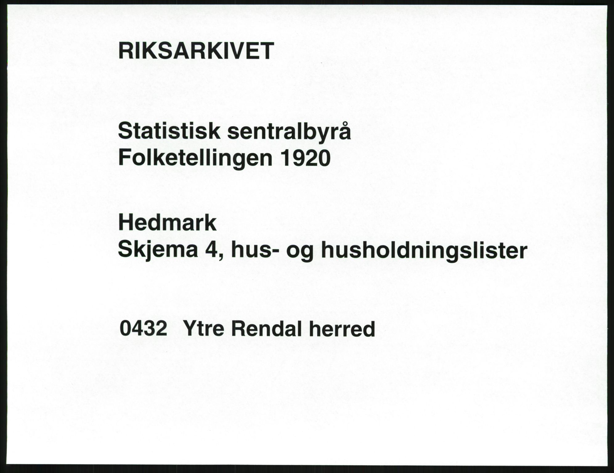 SAH, 1920 census for Ytre Rendal, 1920, p. 37