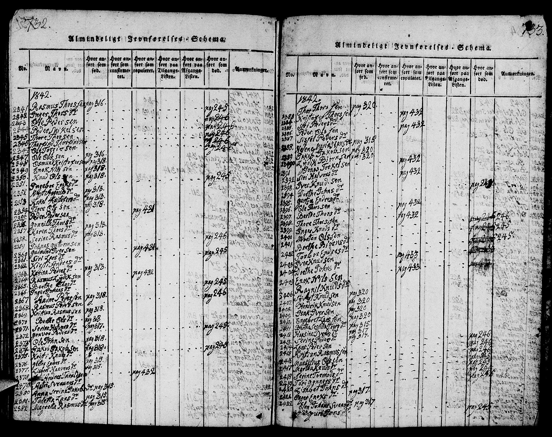 Strand sokneprestkontor, AV/SAST-A-101828/H/Ha/Hab/L0001: Parish register (copy) no. B 1, 1816-1854, p. 732-733