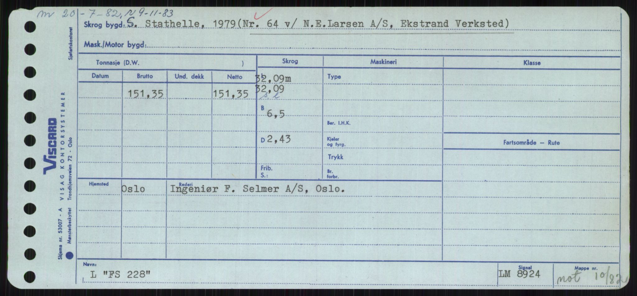 Sjøfartsdirektoratet med forløpere, Skipsmålingen, RA/S-1627/H/Hc/L0001: Lektere, A-Y, p. 173